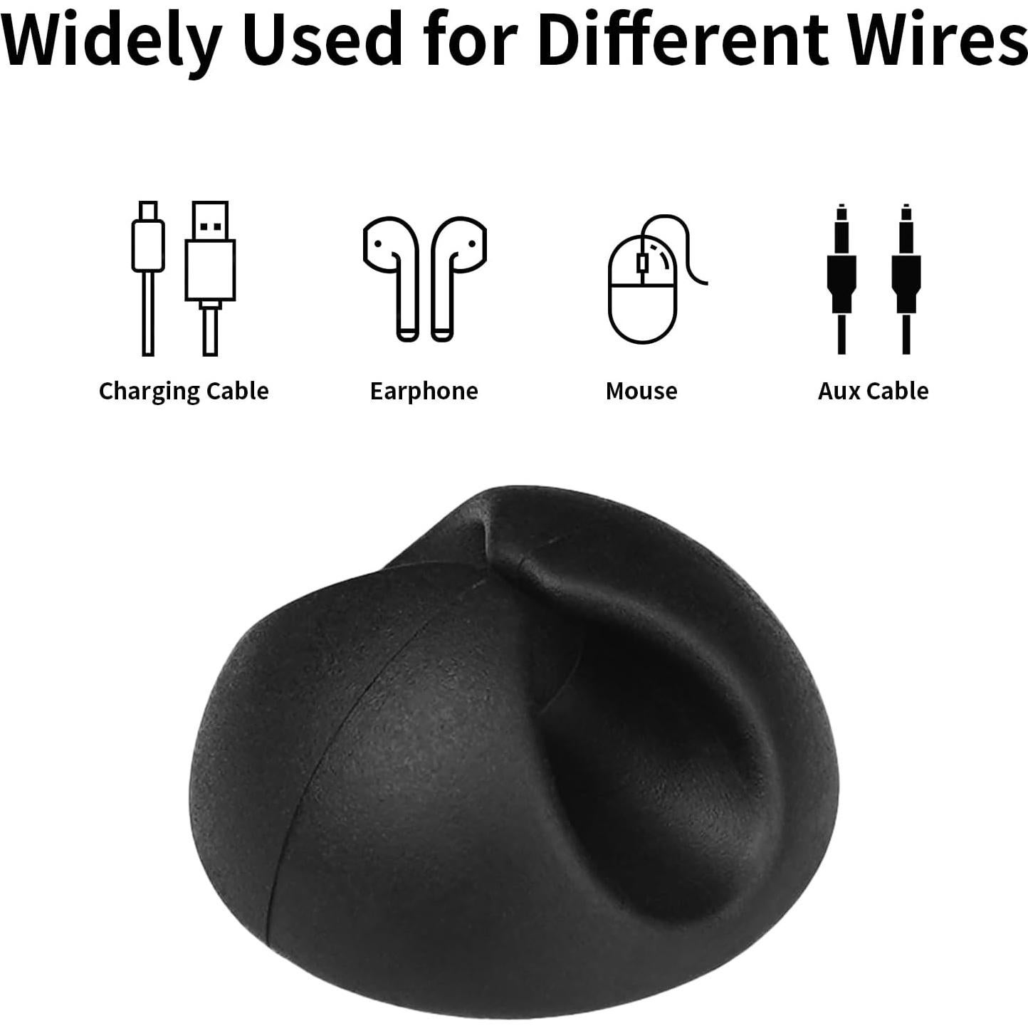 Soporte de Cables Flezoo 12PCS Adhesivo Negro Organizador