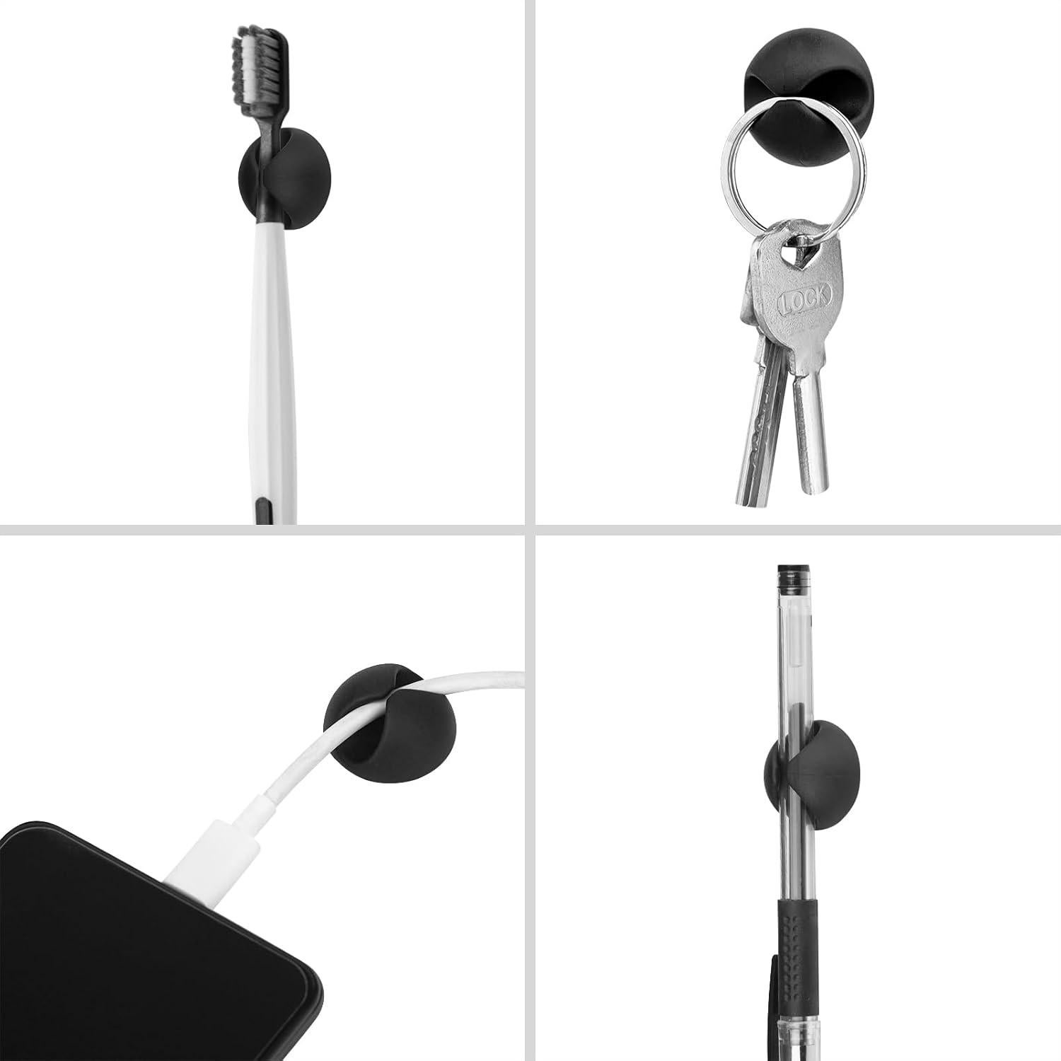 Soporte de Cables Flezoo 12PCS Adhesivo Negro Organizador