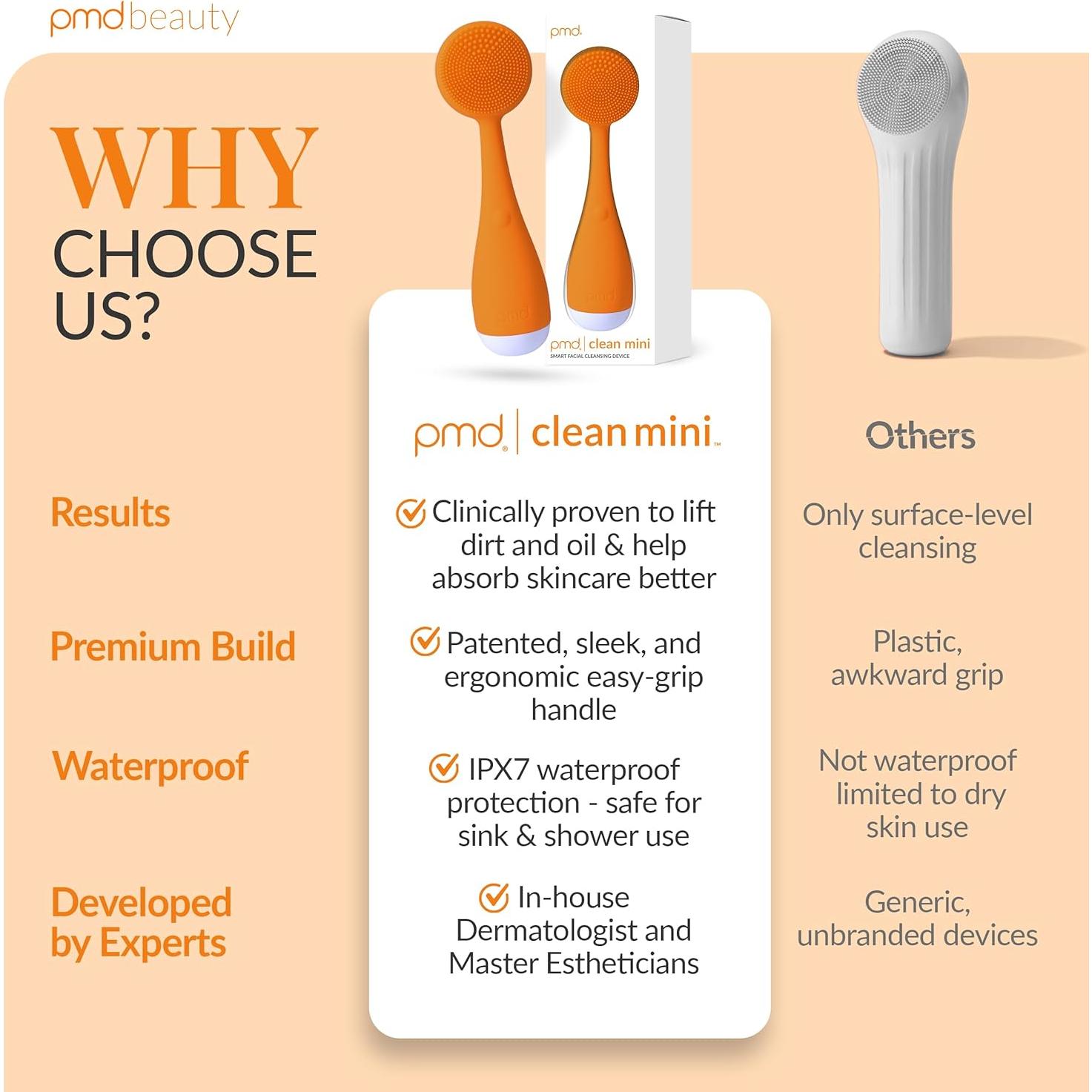 Dispositivo de Limpieza Facial PMD Clean Mini - Silicona, Impermeable, Antienvejecimiento