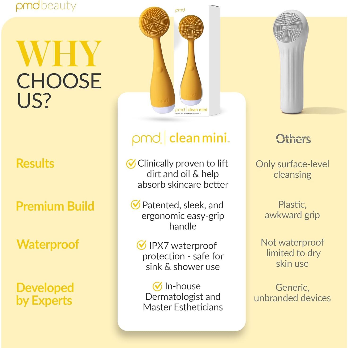 Dispositivo de Limpieza Facial PMD Clean Mini - Silicona, Impermeable, Vibración SonicGlow