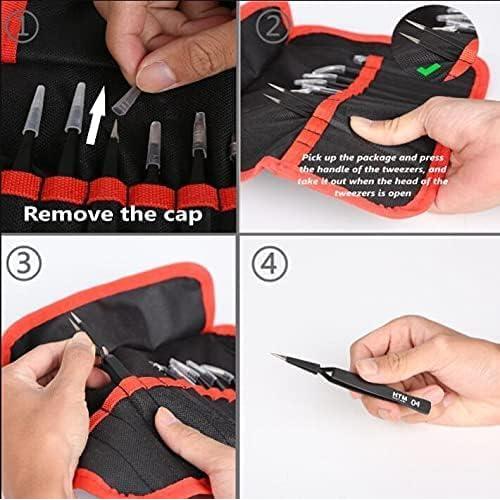 Juego de Pinzas de Precisión HengTianMei 14 Piezas Acero Inoxidable