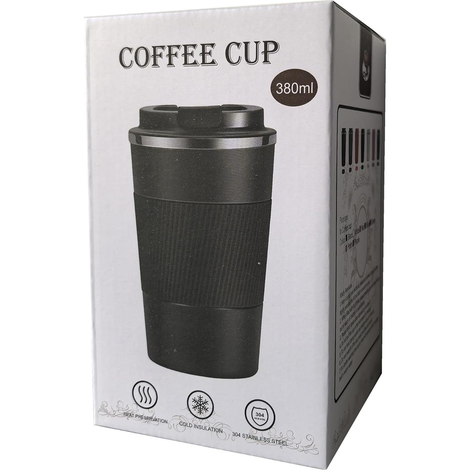 Taza de café de viaje YINJOYI 380ml acero inoxidable a prueba de fugas