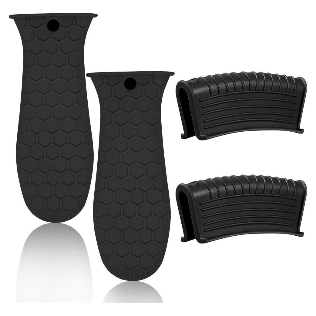 Paquete de 4 Soportes de Mango de Silicona EVAHOM Negro