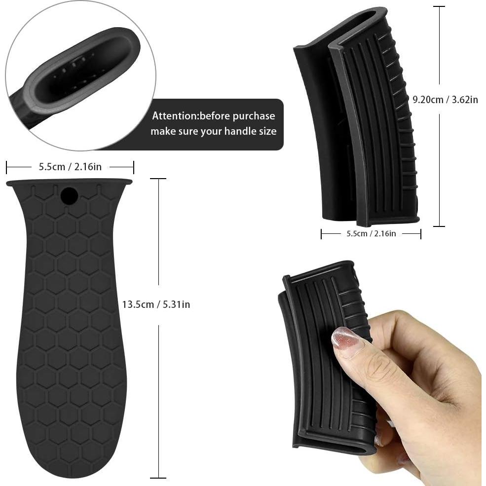 Paquete de 4 Soportes de Mango de Silicona EVAHOM Negro