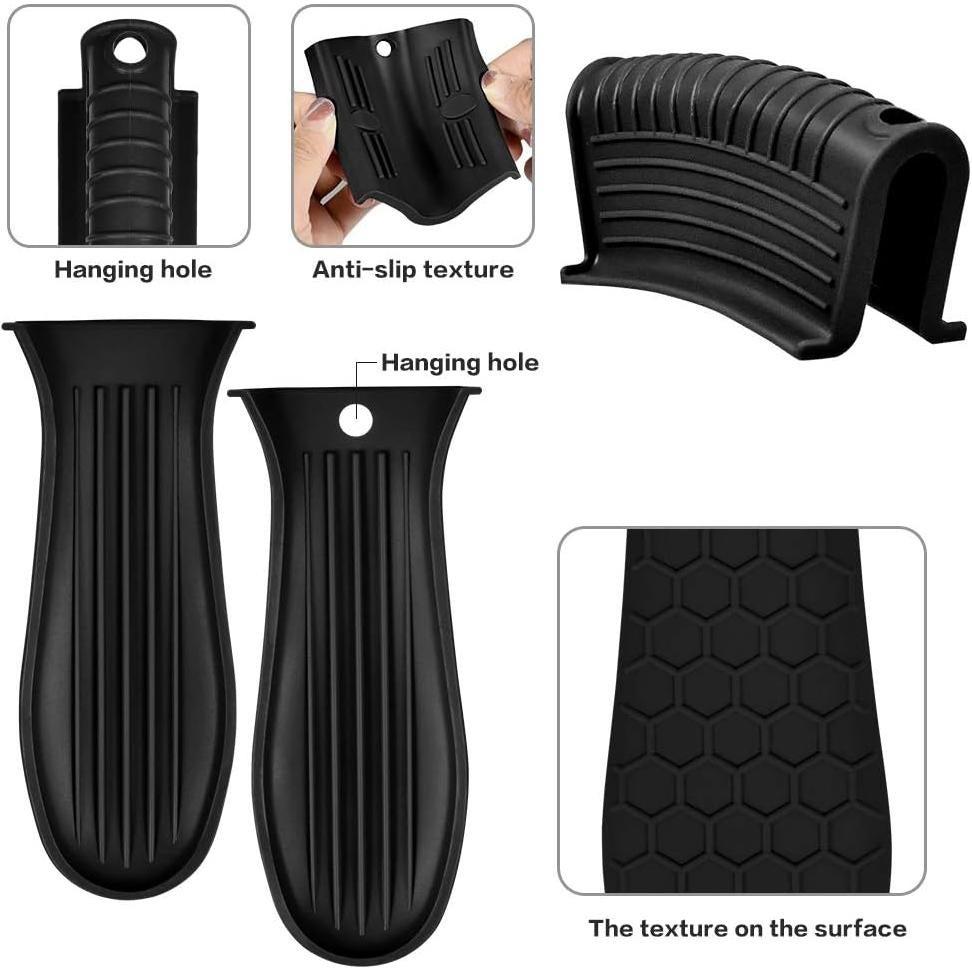 Paquete de 4 Soportes de Mango de Silicona EVAHOM Negro