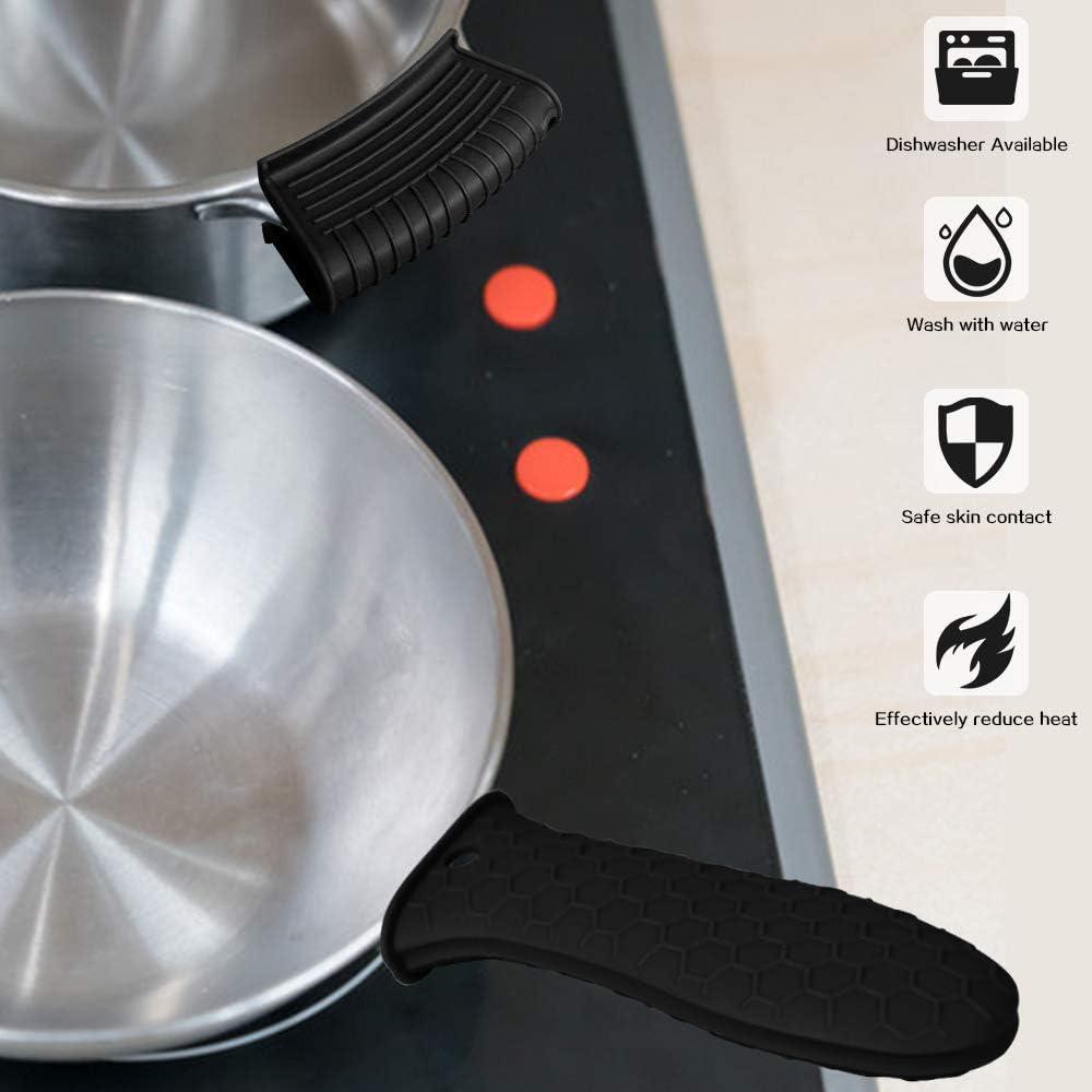 Paquete de 4 Soportes de Mango de Silicona EVAHOM Negro