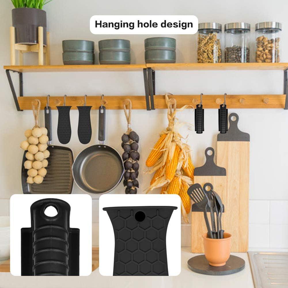 Paquete de 4 Soportes de Mango de Silicona EVAHOM Negro