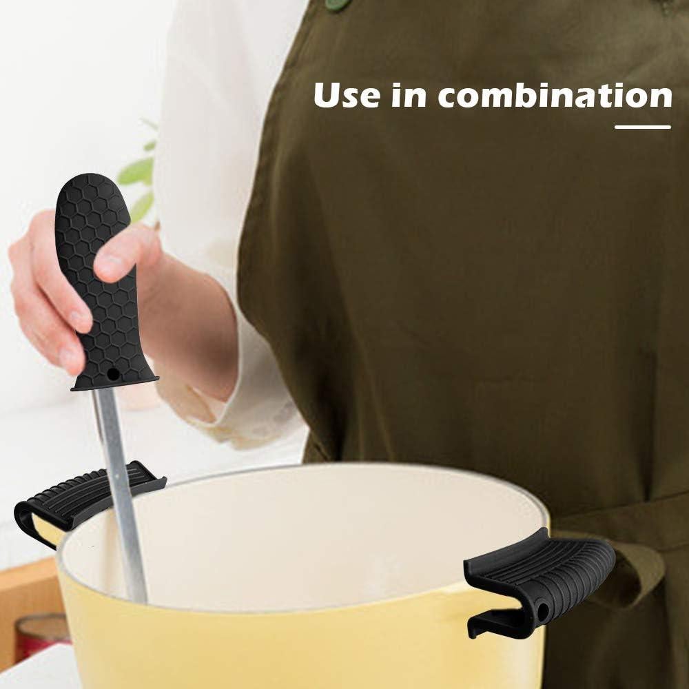 Paquete de 4 Soportes de Mango de Silicona EVAHOM Negro