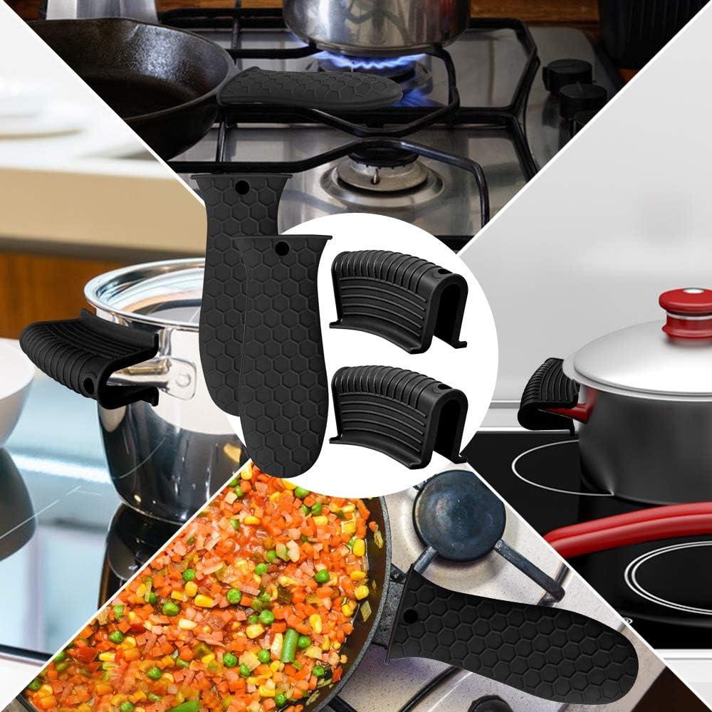 Paquete de 4 Soportes de Mango de Silicona EVAHOM Negro