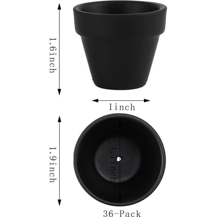 Macetas de Terracota Negras Yishang 4.8 cm Paquete de 36