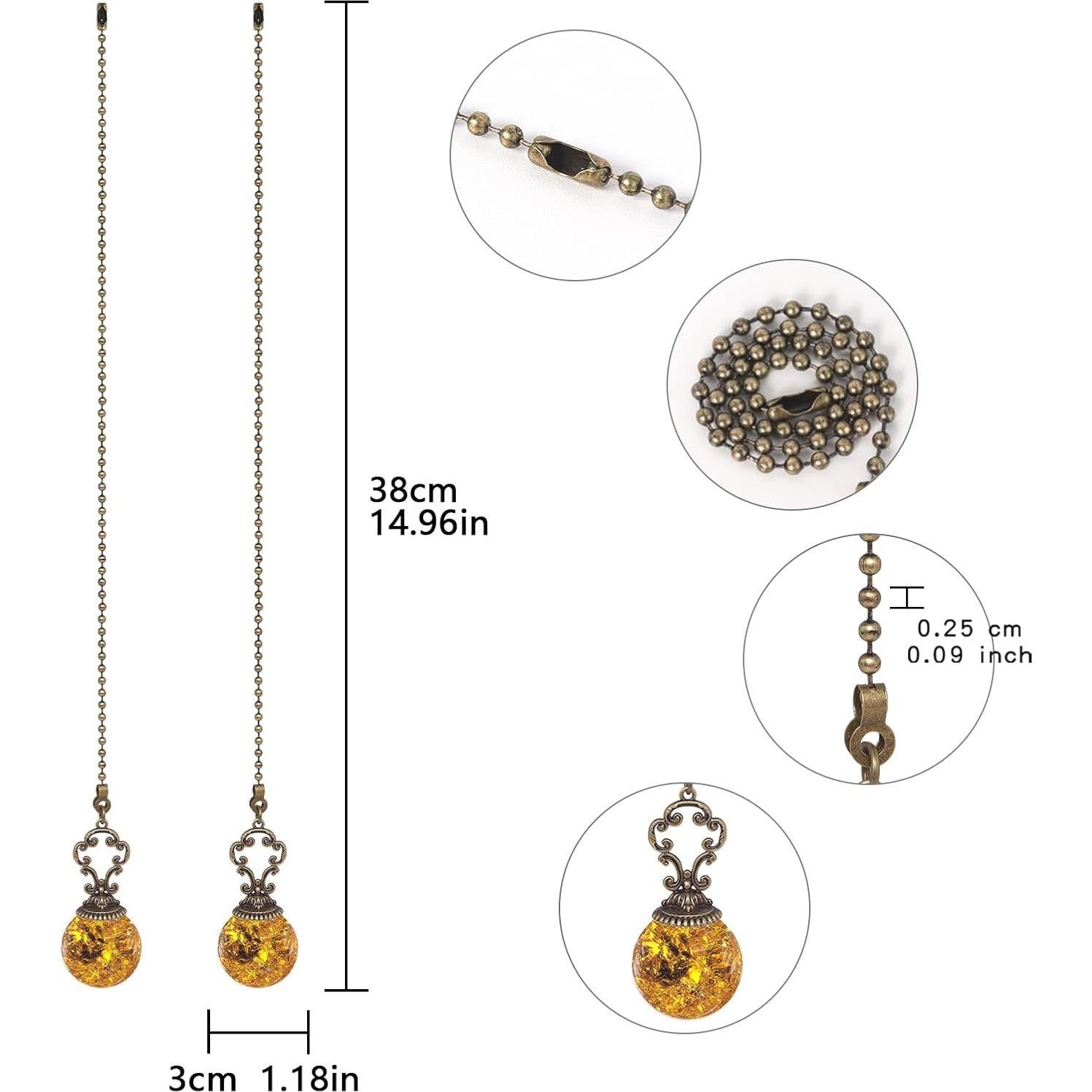 Cadenas de Tirón de Cristal Ámbar Longsheng - 2 Piezas 30CM