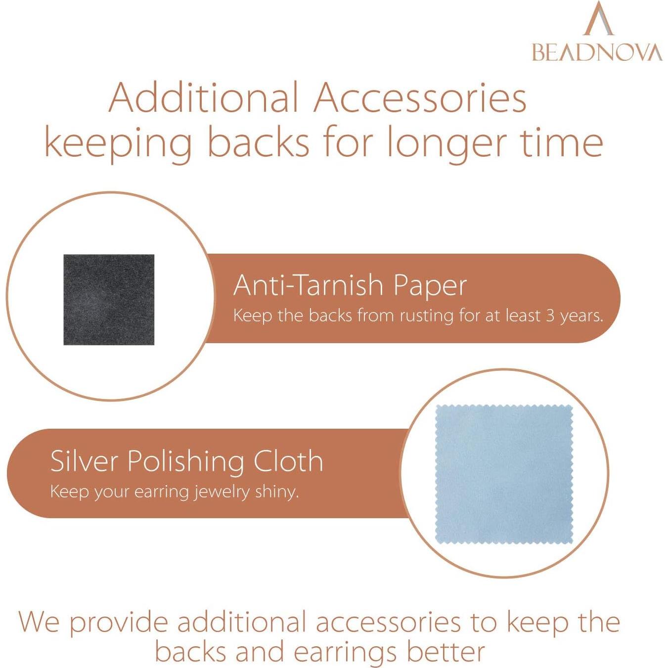 Respaldo de Aretes de Plata Esterlina 925 BEADNOVA - 12 Pcs