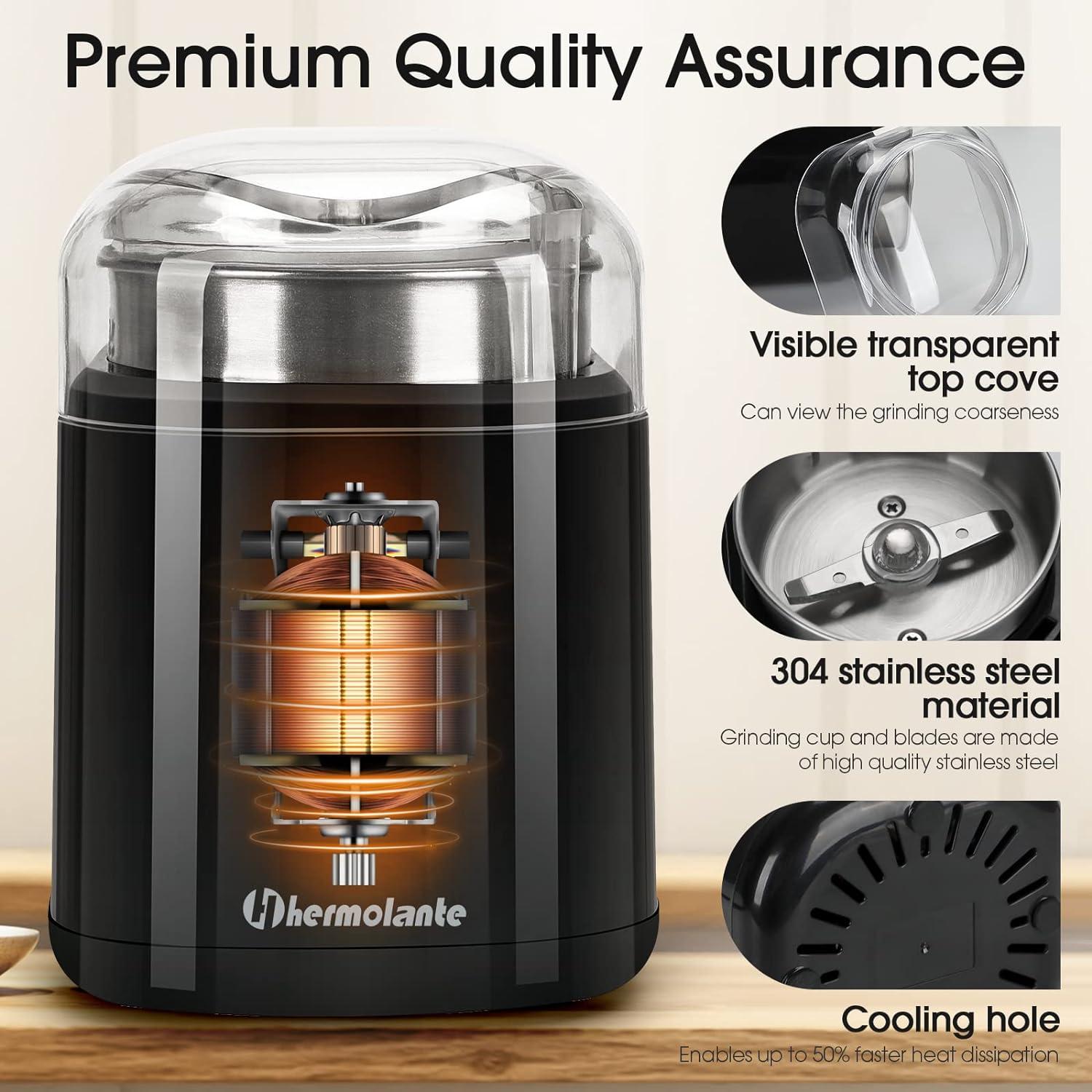 Molino de Especias Eléctrico Hermolante 200W Compacto Negro