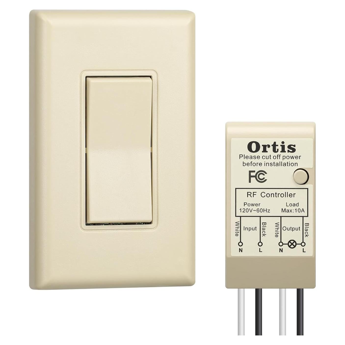 Kit Interruptor Inalámbrico Ortis 91.44m, Sin Cableado, Marfil