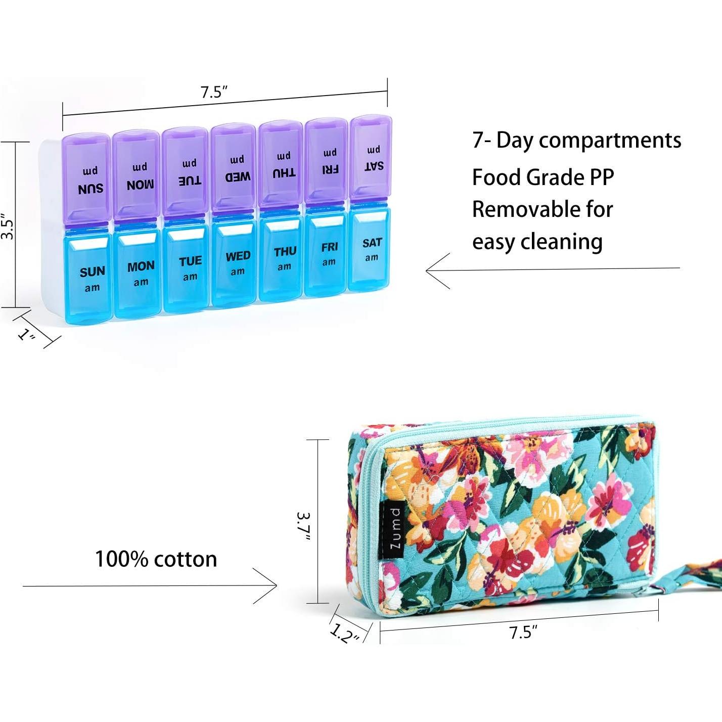 Organizador Semanal de Pastillas Zumd 7 Días con Funda Acolchada