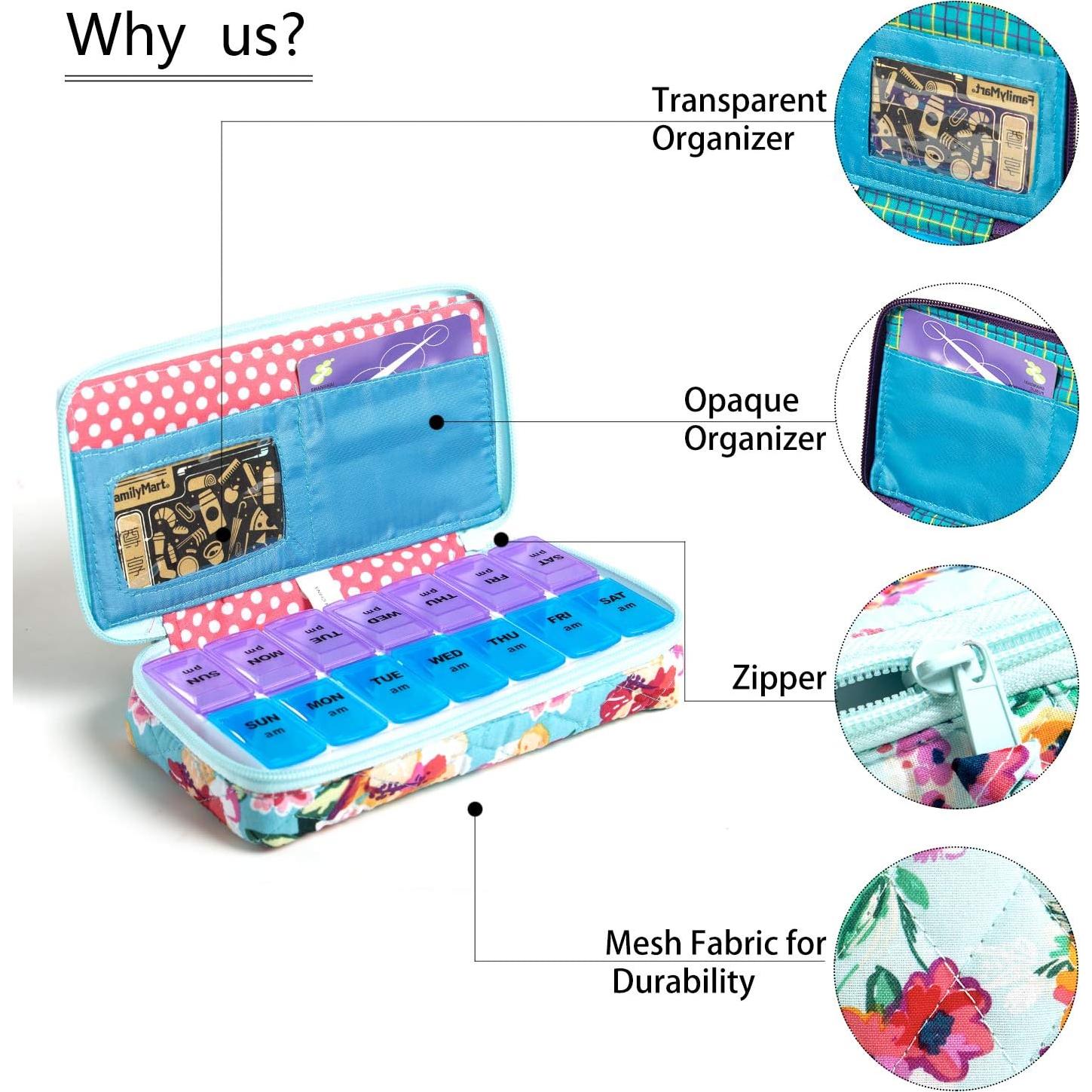 Organizador Semanal de Pastillas Zumd 7 Días con Funda Acolchada