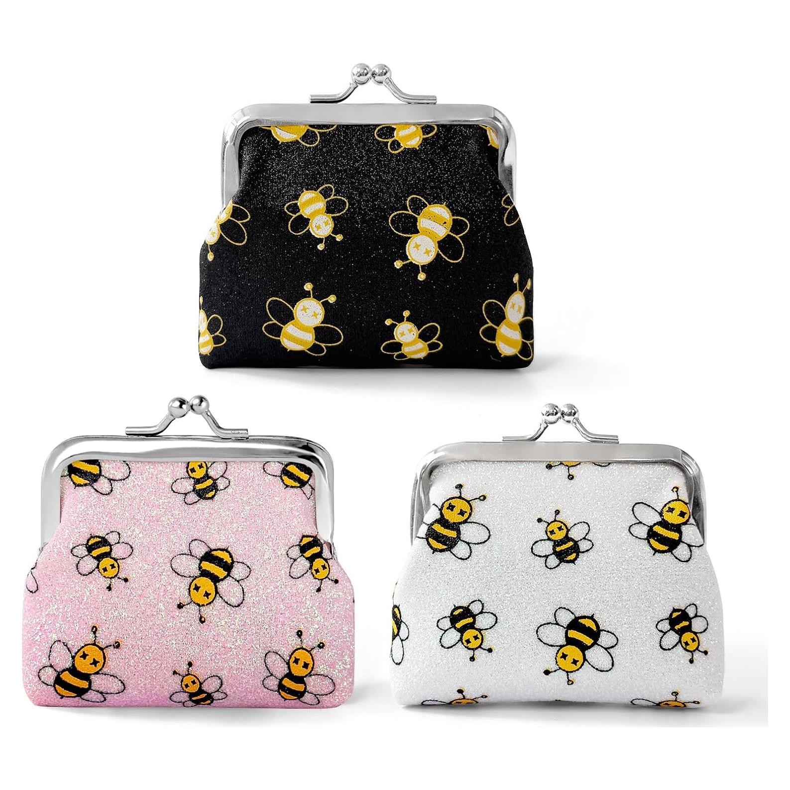 Monedero de Cierre de Beso para Niñas y Mujeres - Abeja 3 Piezas