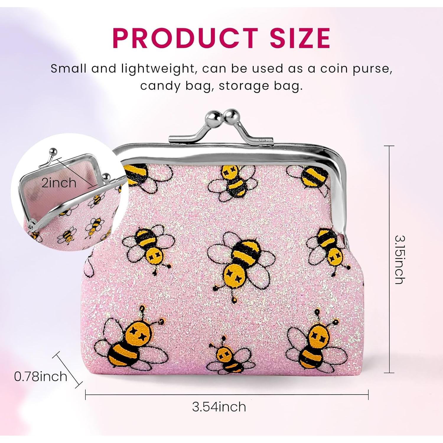 Monedero de Cierre de Beso para Niñas y Mujeres - Abeja 3 Piezas