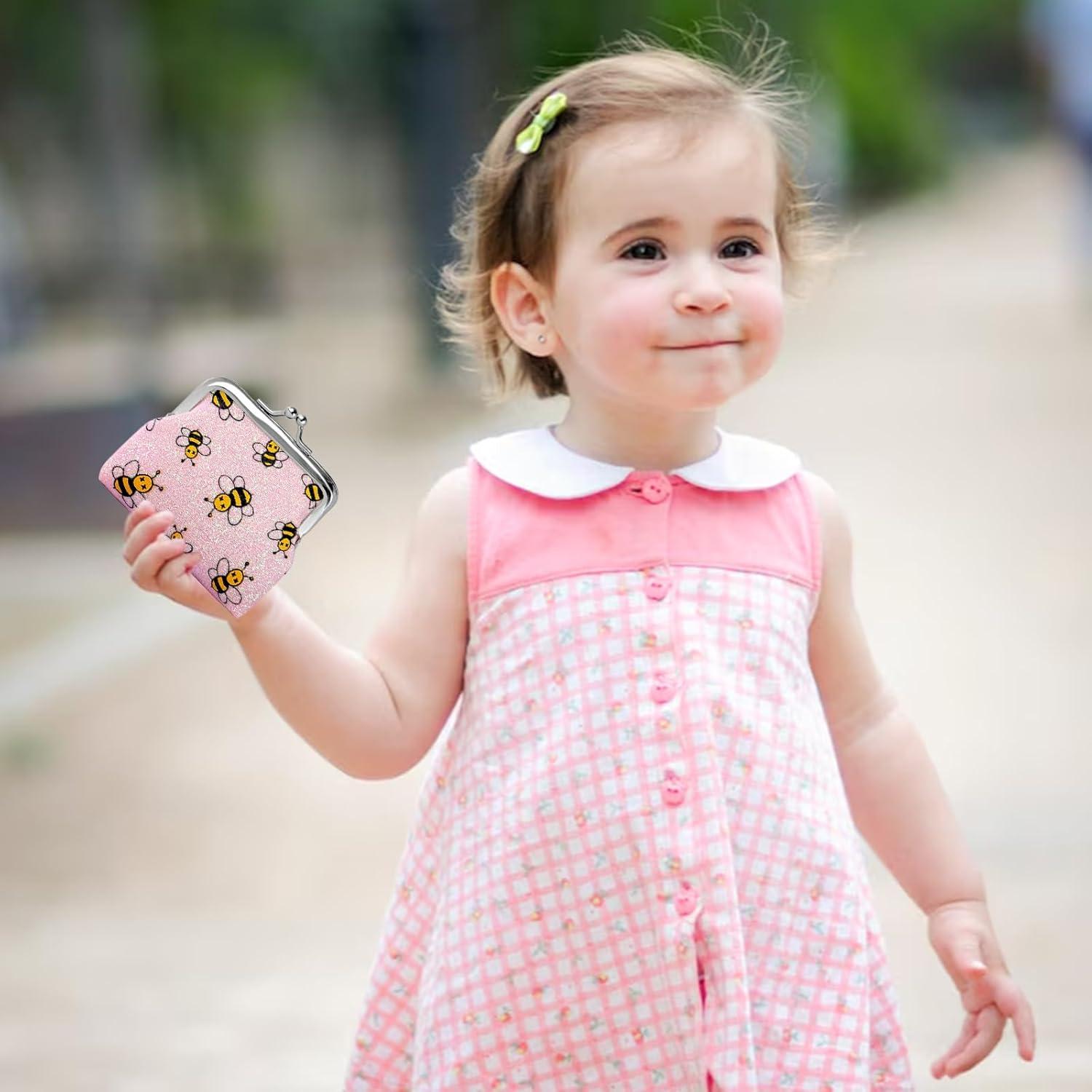 Monedero de Cierre de Beso para Niñas y Mujeres - Abeja 3 Piezas