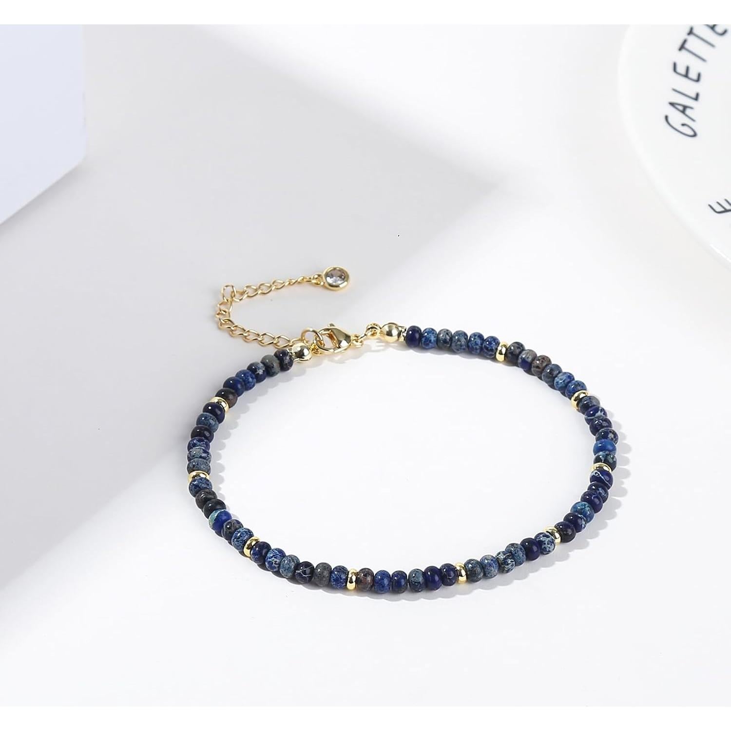 Tobillera de piedras naturales Wremily para mujeres - Ajustable