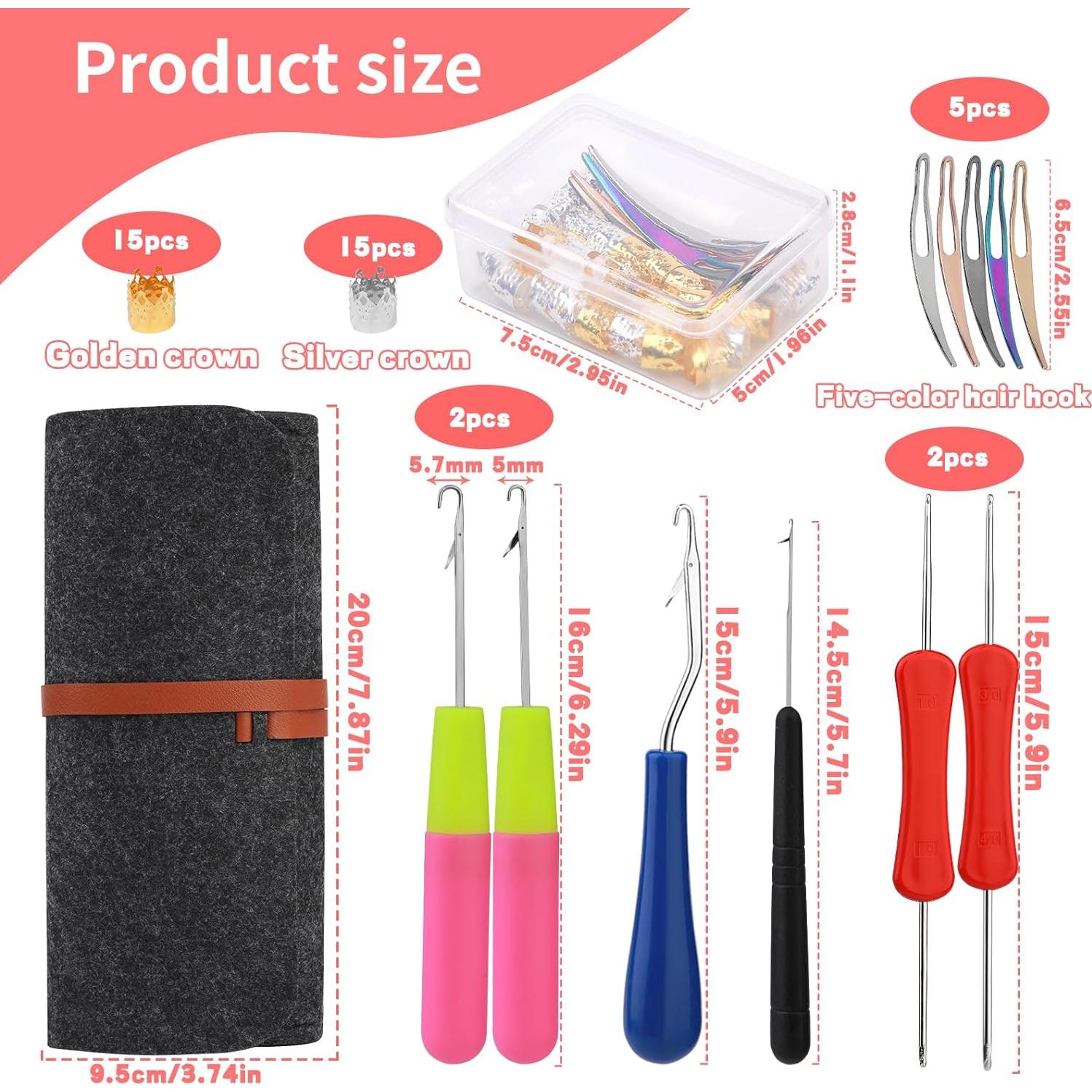 Juego de Ganchos de Crochet para Dreadlocks QMNNMA 48 Pcs