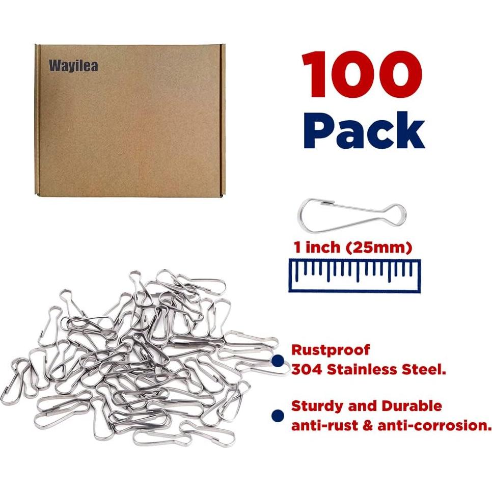 100 Ganchos de Resorte Acero Inoxidable 304 Wayilea 25mm