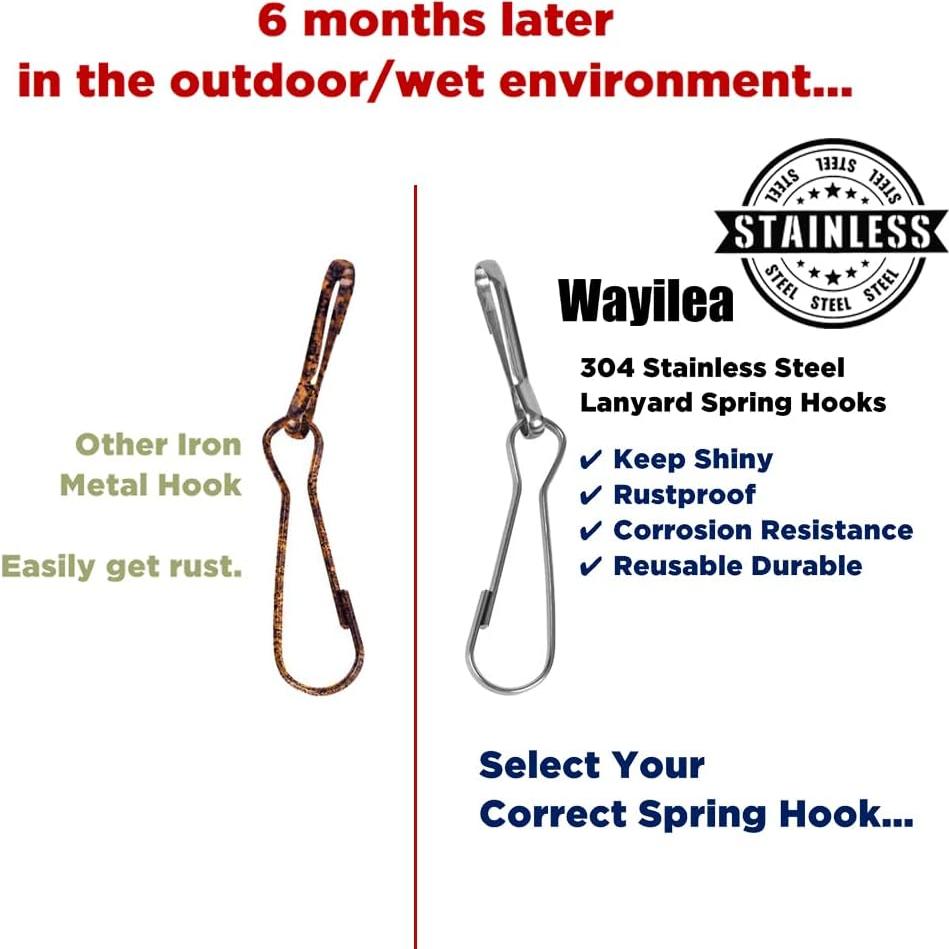 100 Ganchos de Resorte Acero Inoxidable 304 Wayilea 25mm