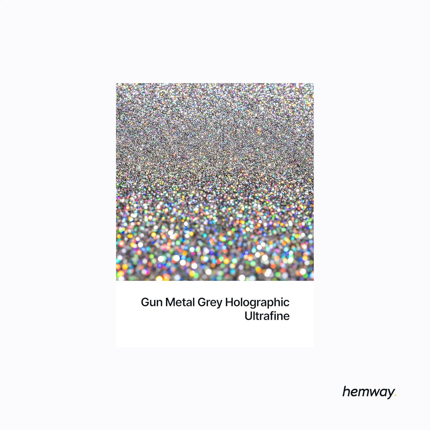 Brillo Ultrafino Hemway 130g Gris Metalizado Holográfico