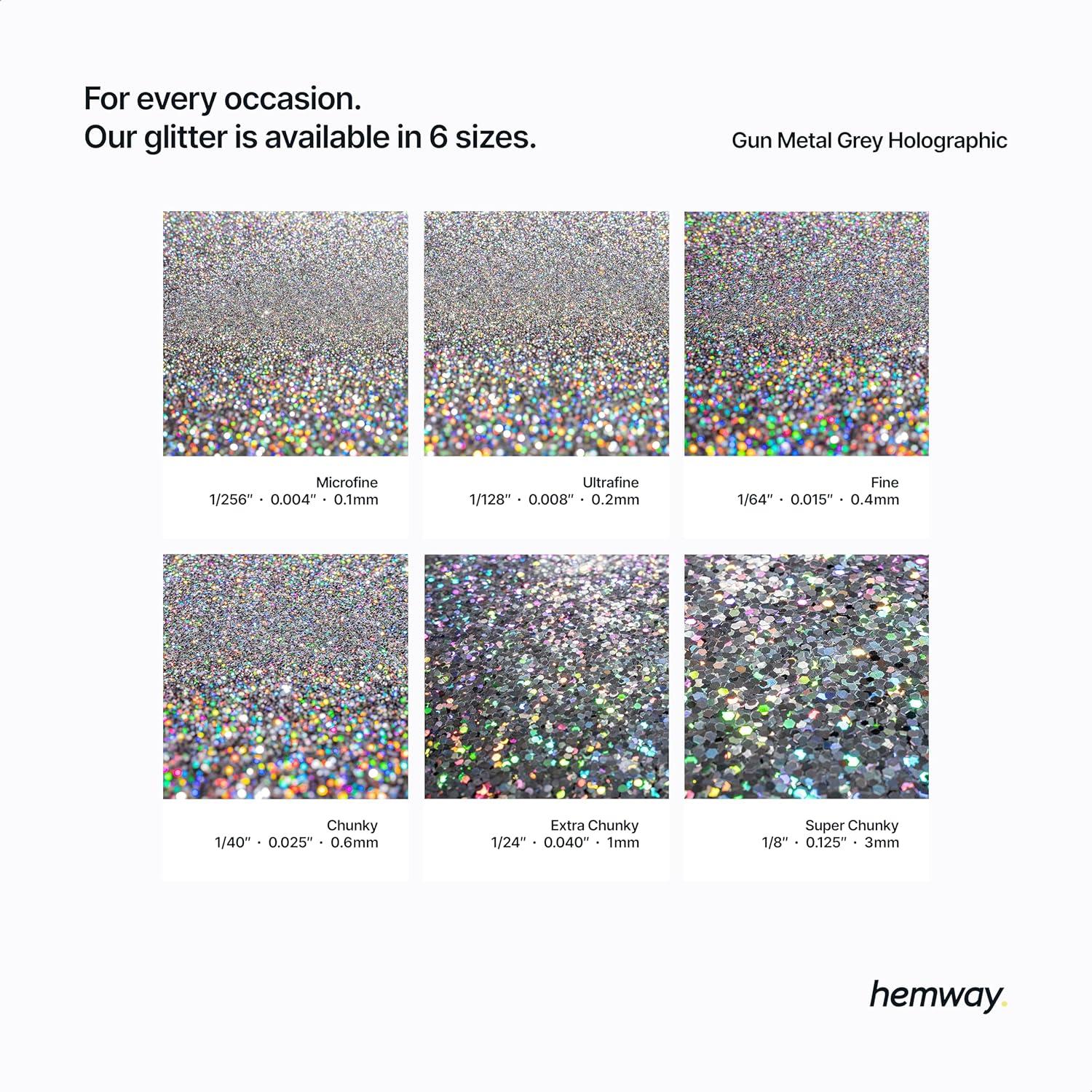 Brillo Ultrafino Hemway 130g Gris Metalizado Holográfico