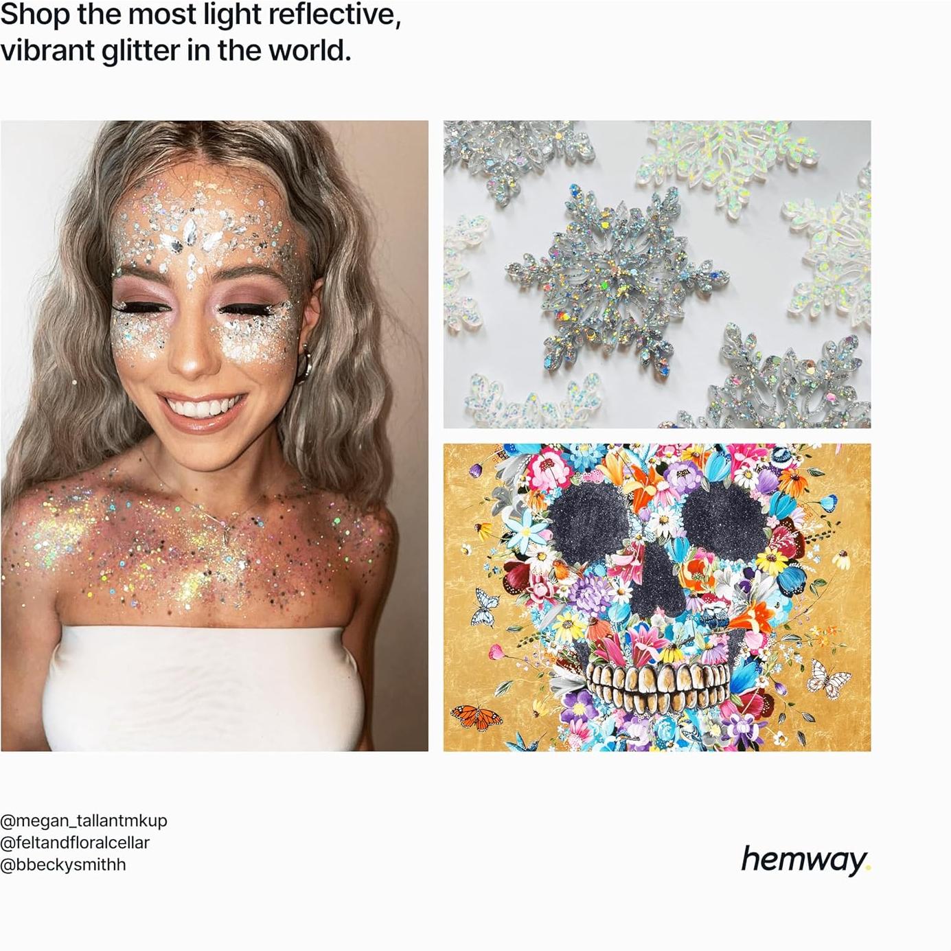 Brillo Ultrafino Hemway 130g Gris Metalizado Holográfico