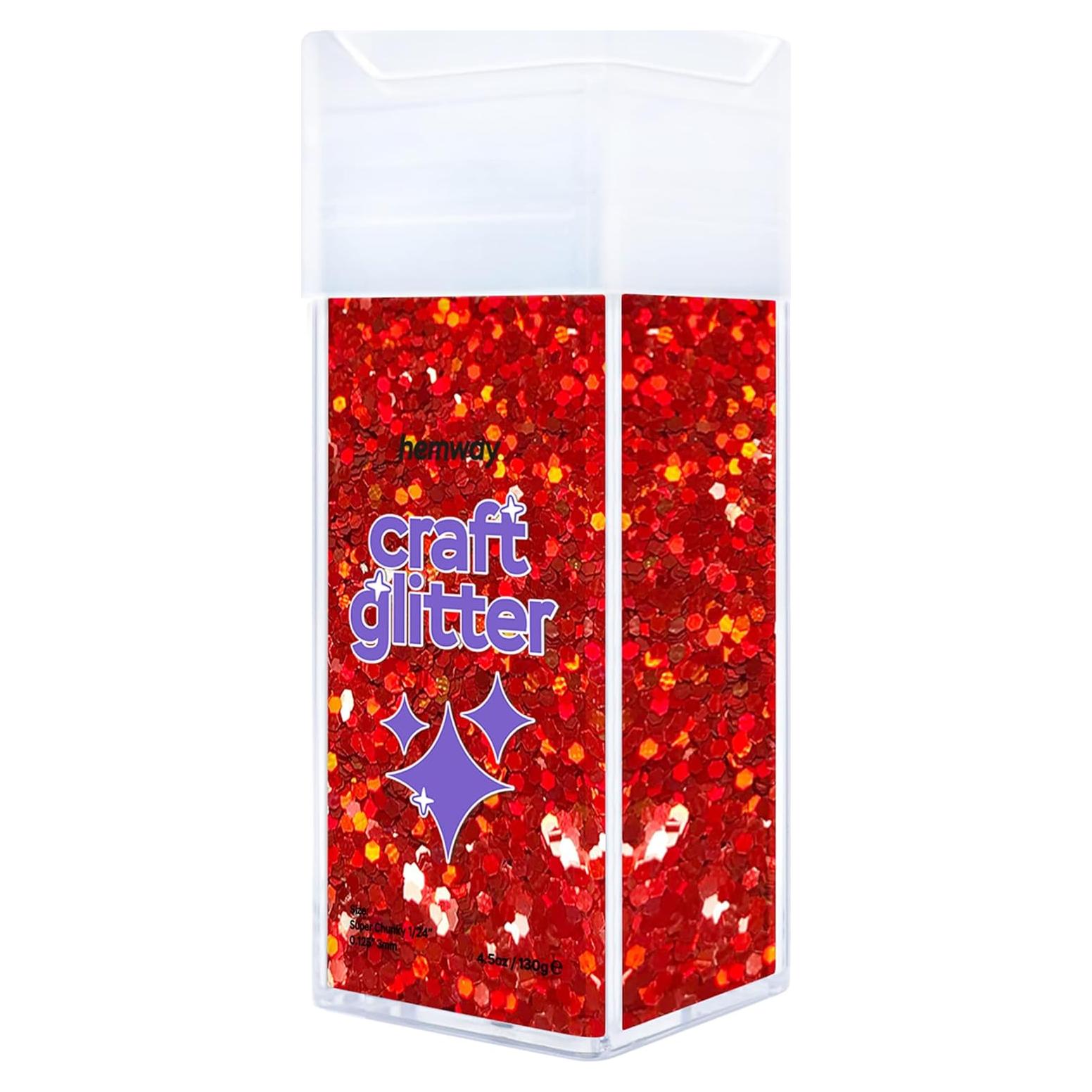 Glitter Hemway 110g Rojo Holográfico Super Chunky para Manualidades