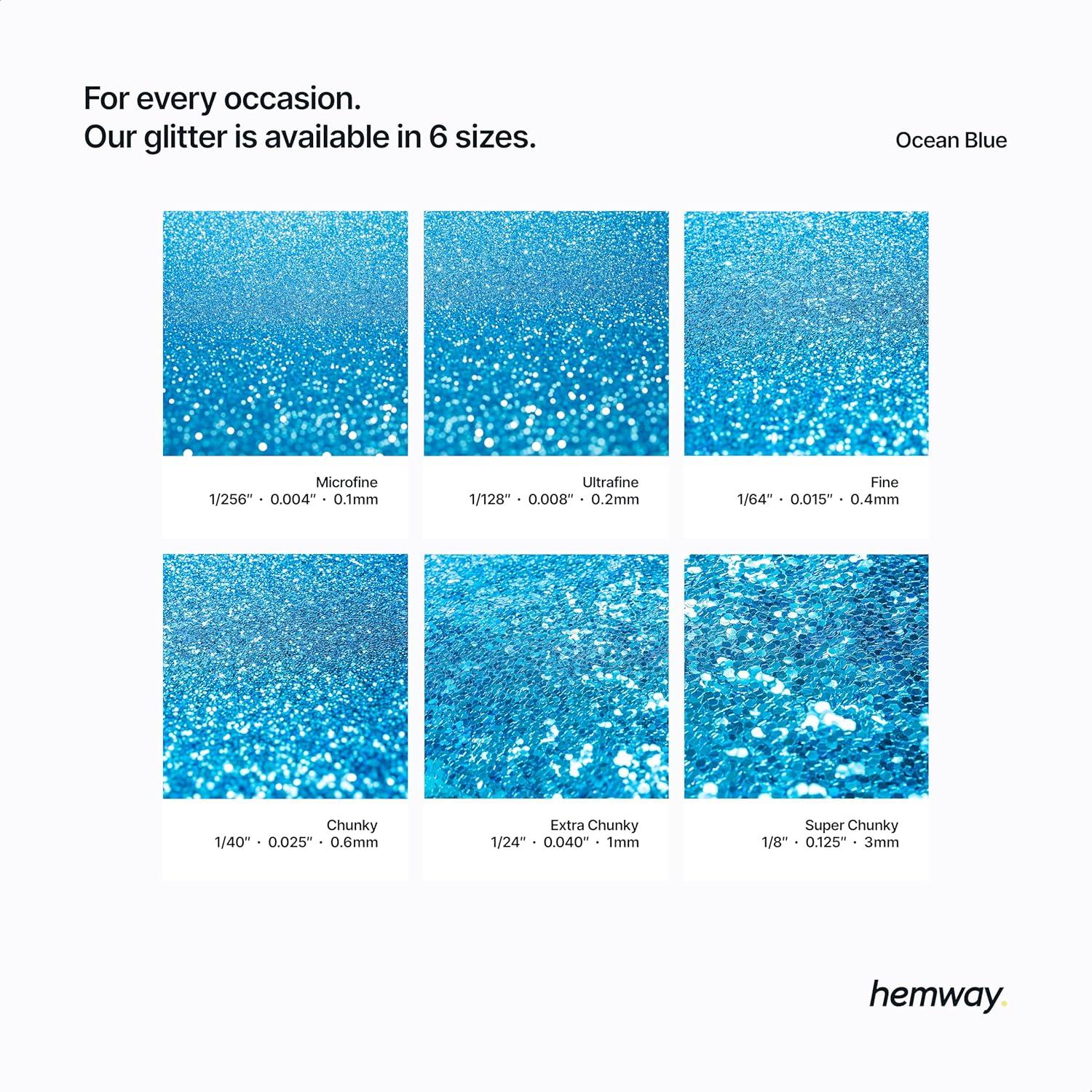 Glitter Fino Hemway 130g Azul Océano para Manualidades y Cosméticos