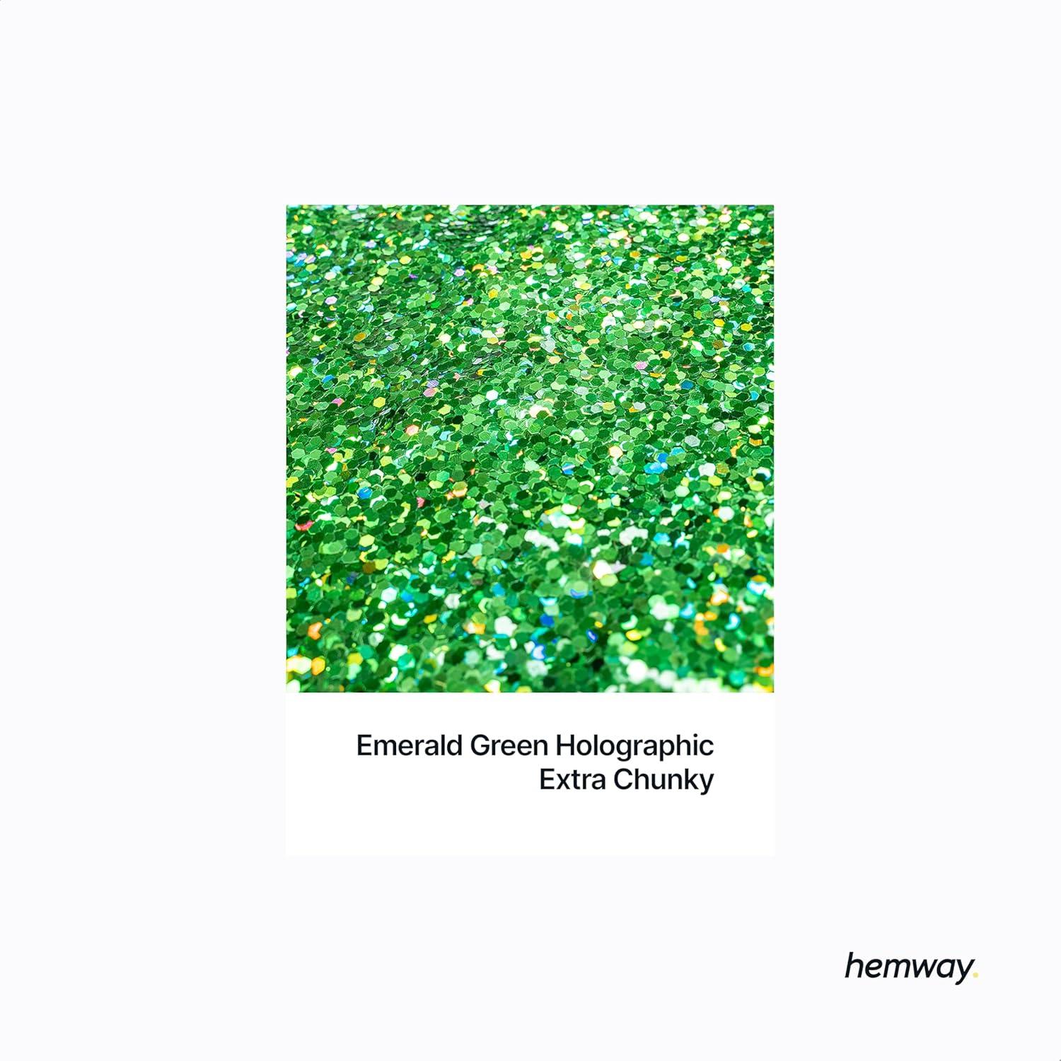 Glitter Hemway Verde Esmeralda Holográfico 130g Extra Grueso