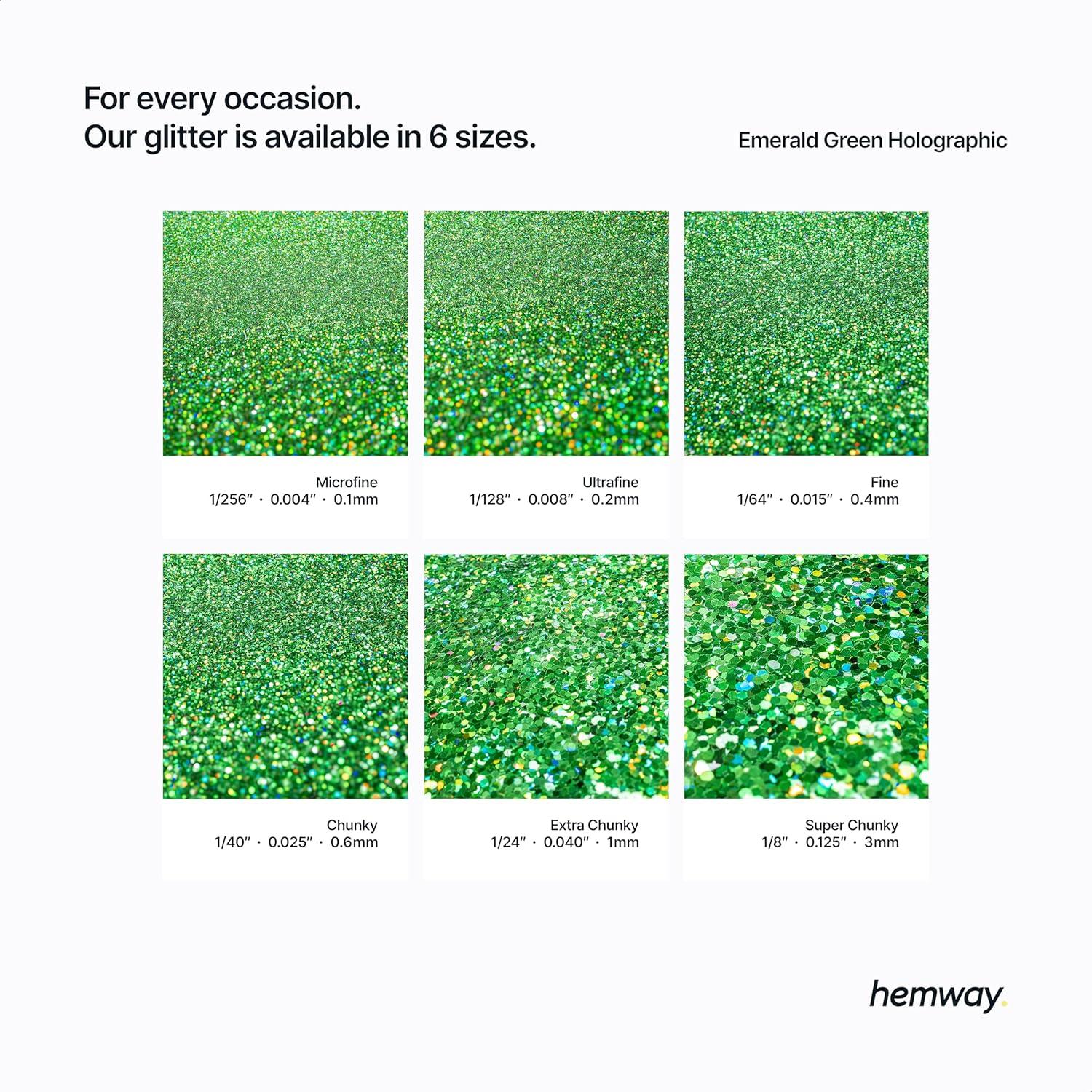 Glitter Hemway Verde Esmeralda Holográfico 130g Extra Grueso