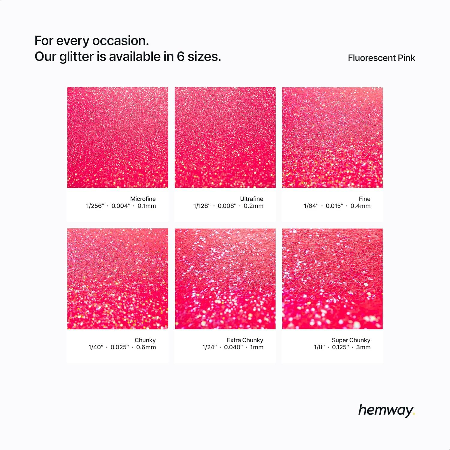 Glitter Fino Rosa Fluorescente Hemway 130g - Manualidades y Cosméticos