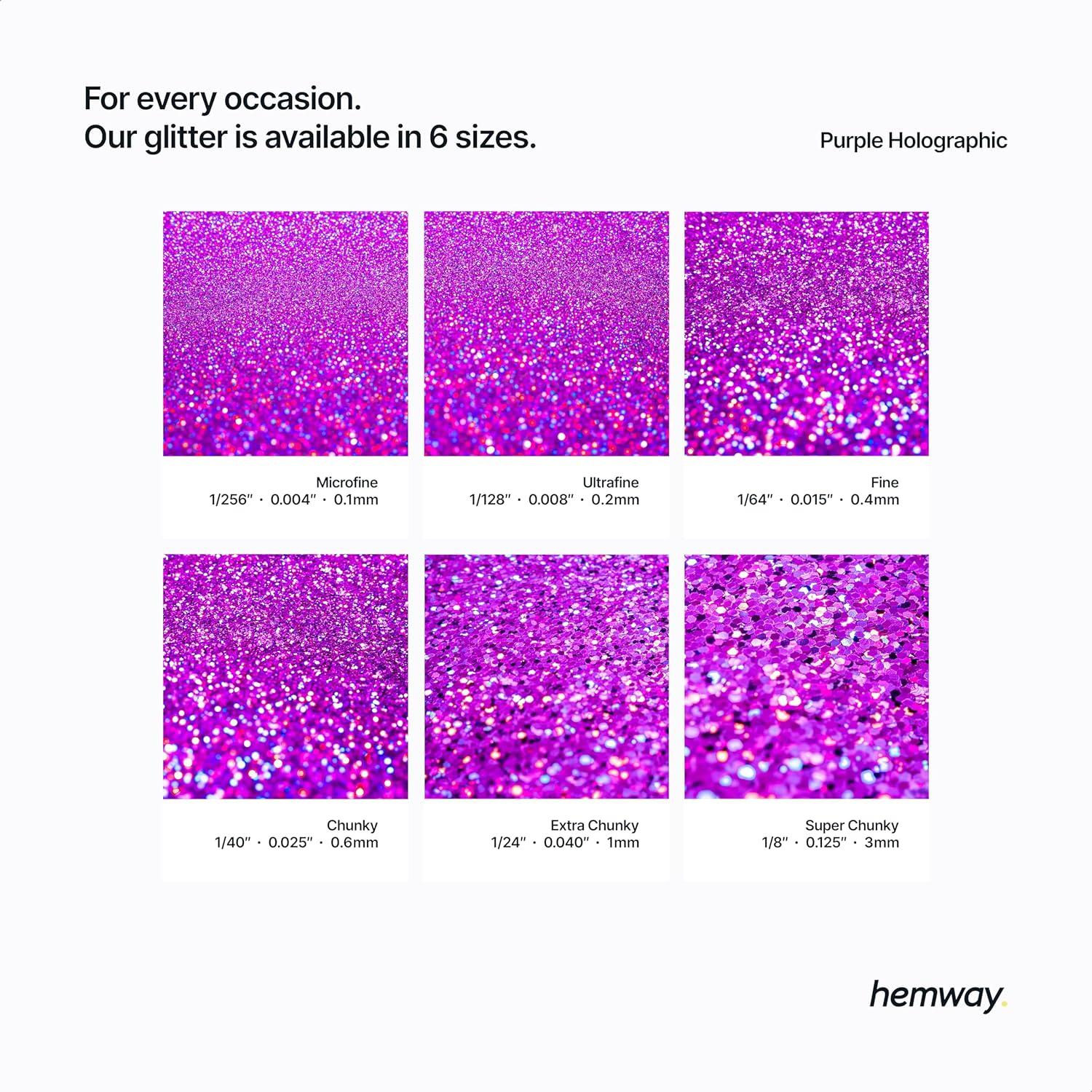 Brillo Microfino Hemway 130g Púrpura Holográfico para Manualidades