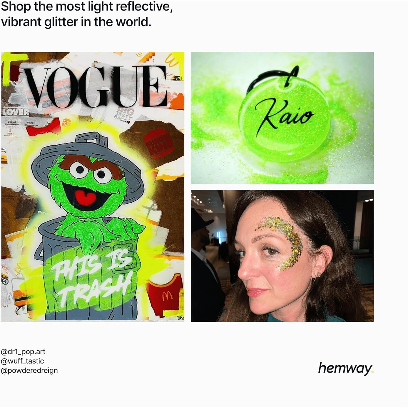 Brillo Hemway Verde Esmeralda 130g para Manualidades y Cosméticos