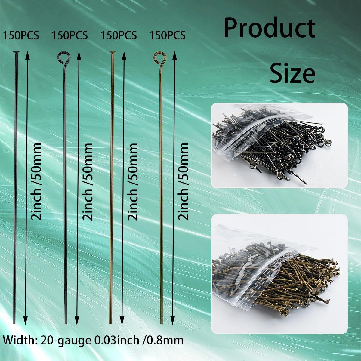 600 Pasadores de Joyería DIY BOYIVI Bronce y Negro 50 mm