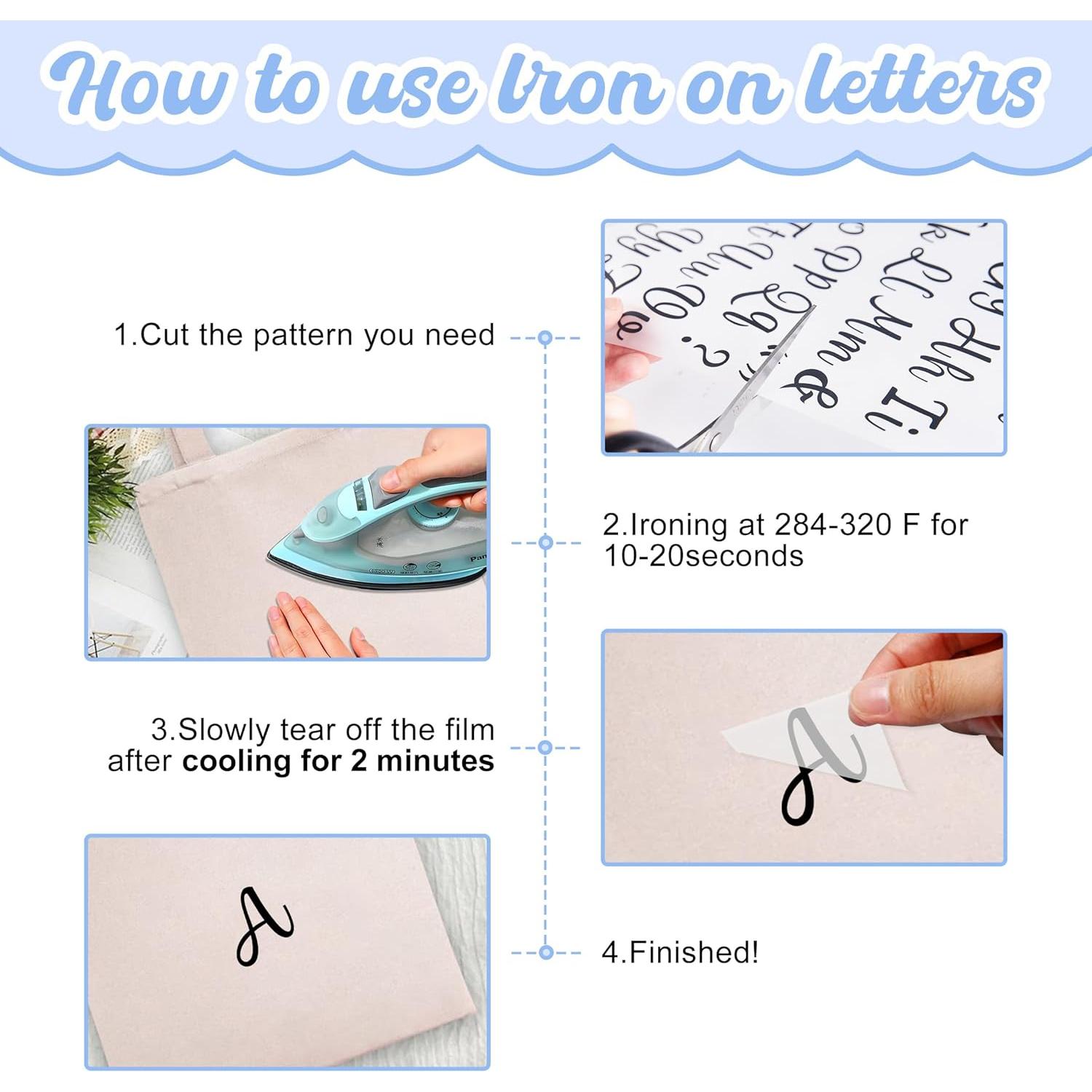 5 Hojas Letras de Planchar LUHIMO 280 Piezas Vinilo Blanco