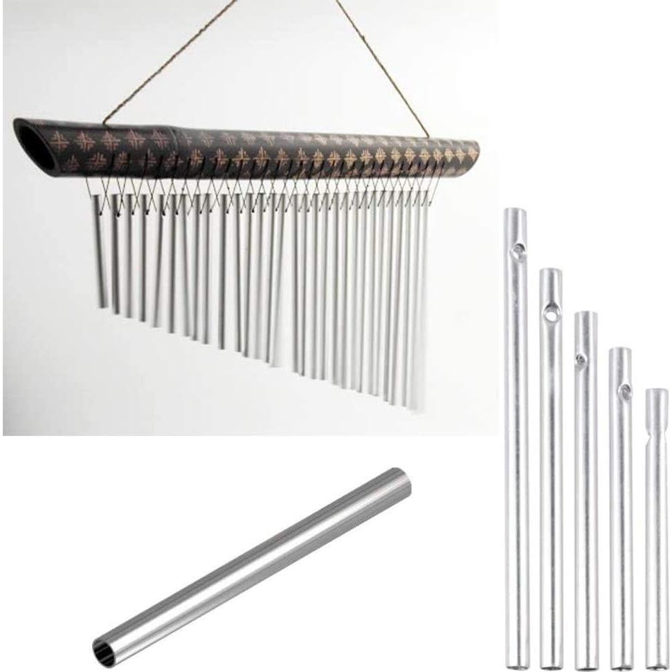Kit de Campanas de Viento 30 Piezas Aluminio Plata DIY Jardín