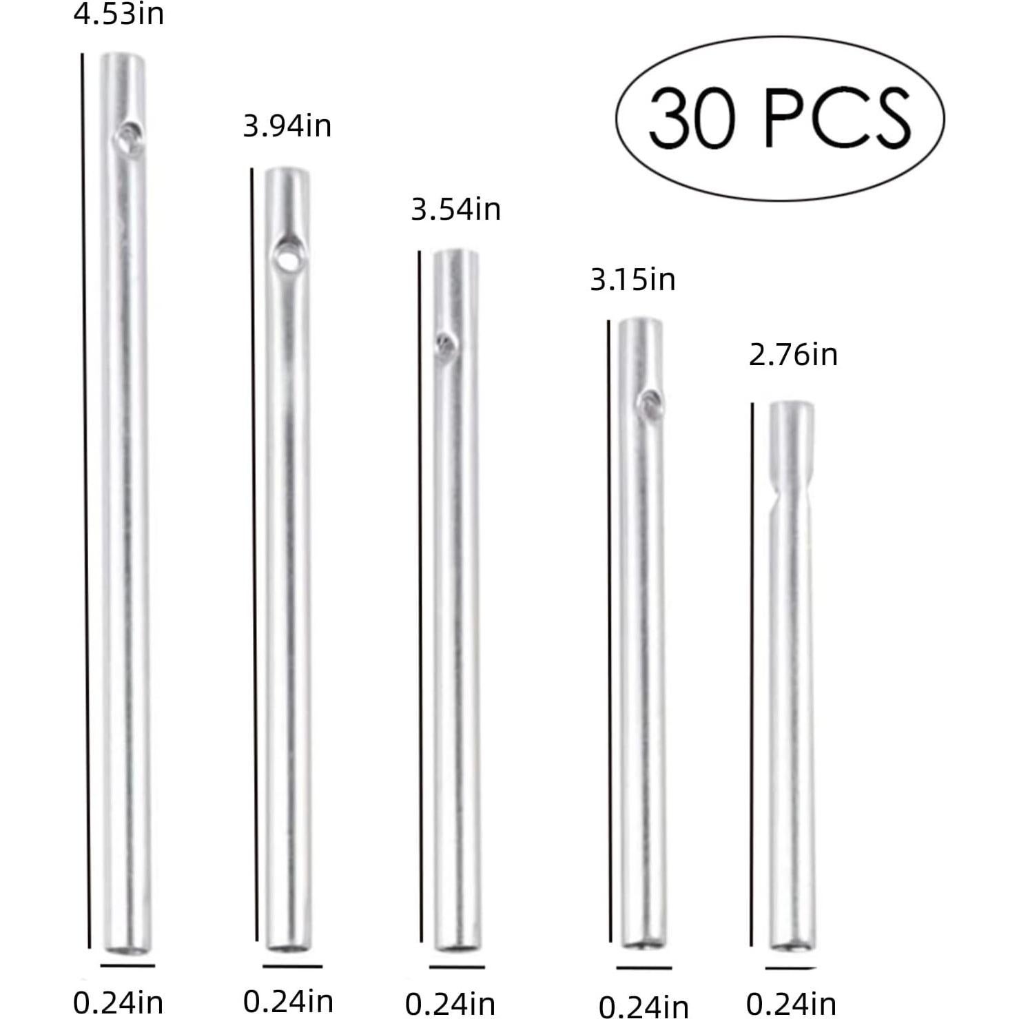 Kit de Campanas de Viento 30 Piezas Aluminio Plata DIY Jardín