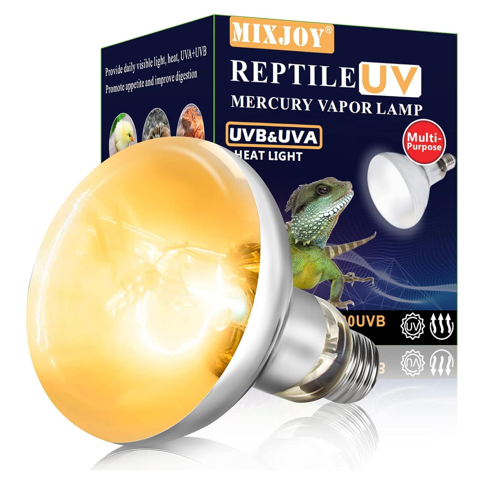 Bombilla de Calor para Reptiles MIXJOY 100W UVA UVB Espectro Completo