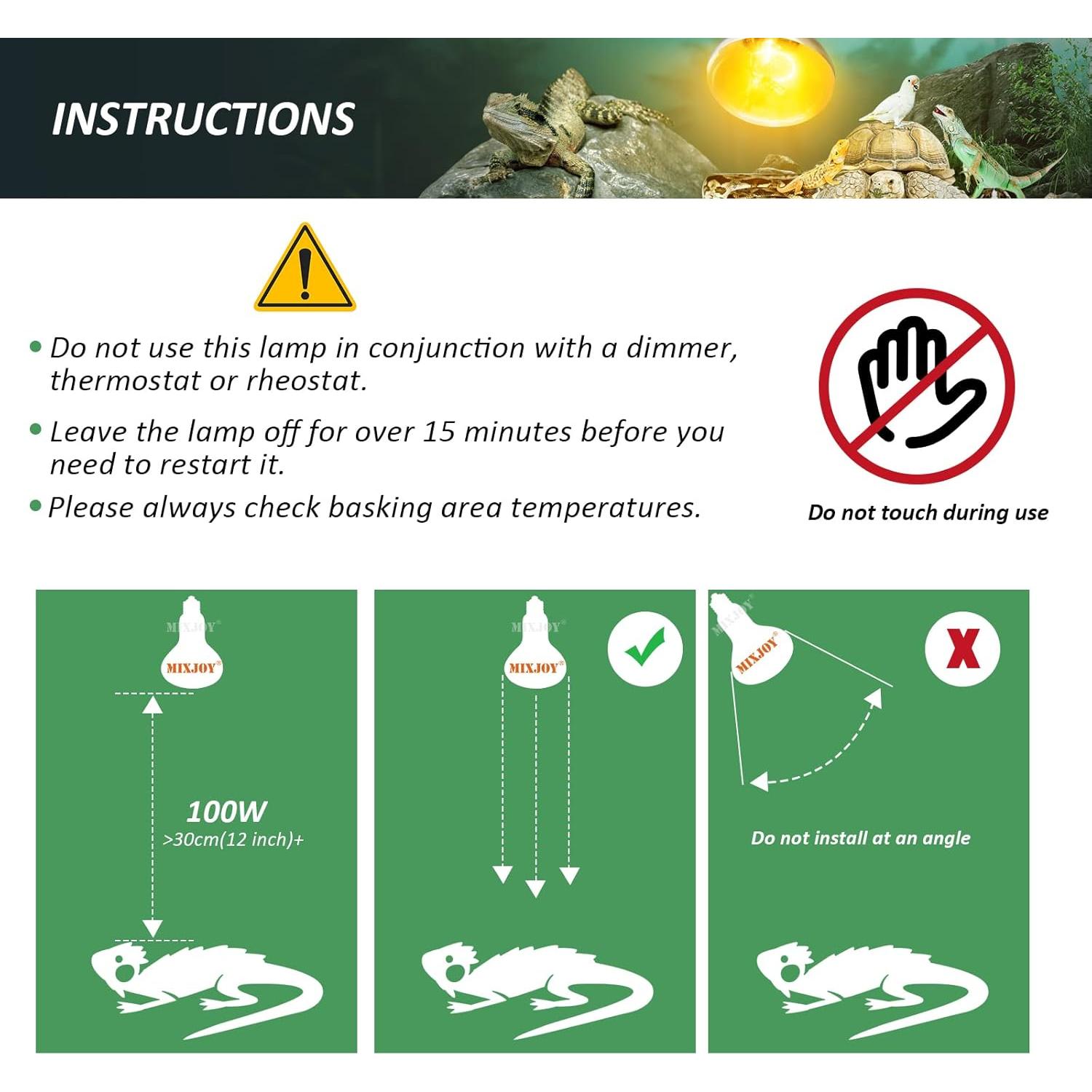 Bombilla de Calor para Reptiles MIXJOY 100W UVA UVB Espectro Completo