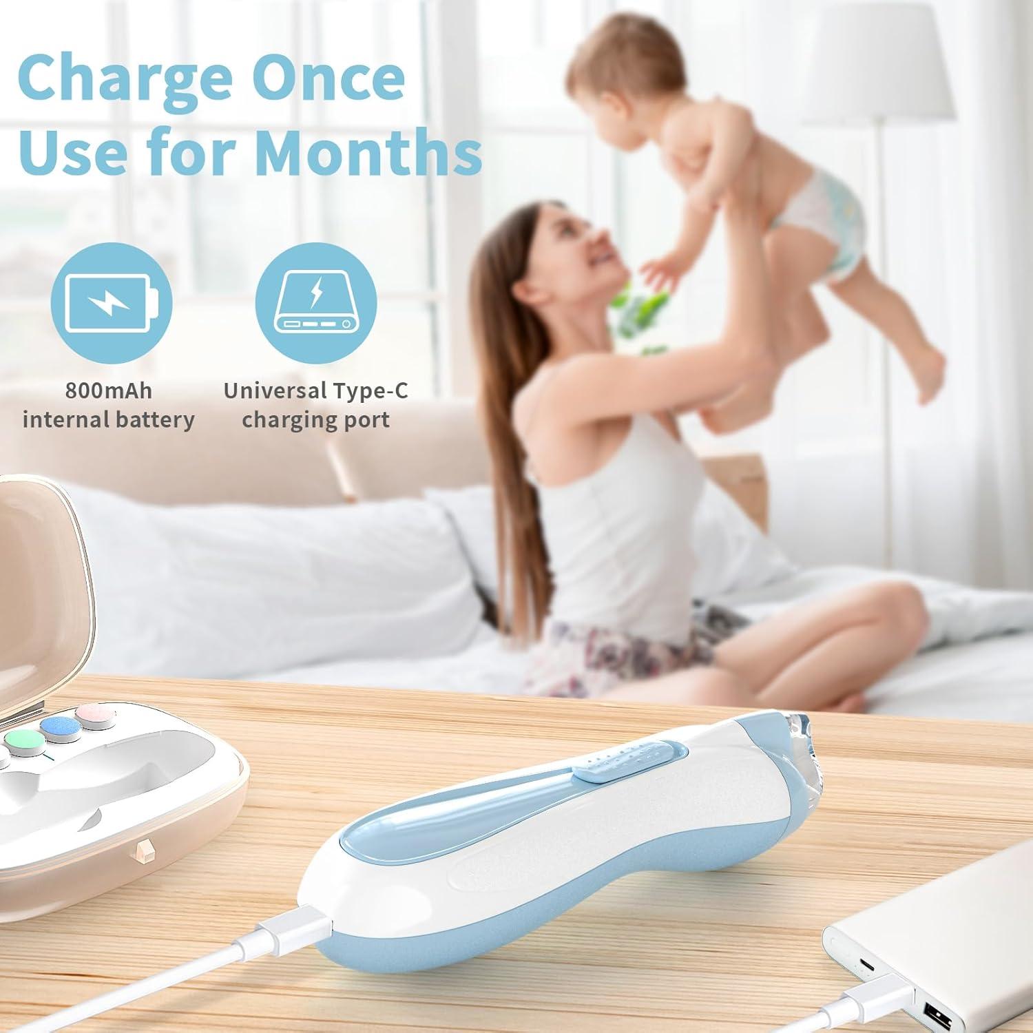 Cortauñas Eléctrico BSRGMS para Bebés y Adultos con Luz LED