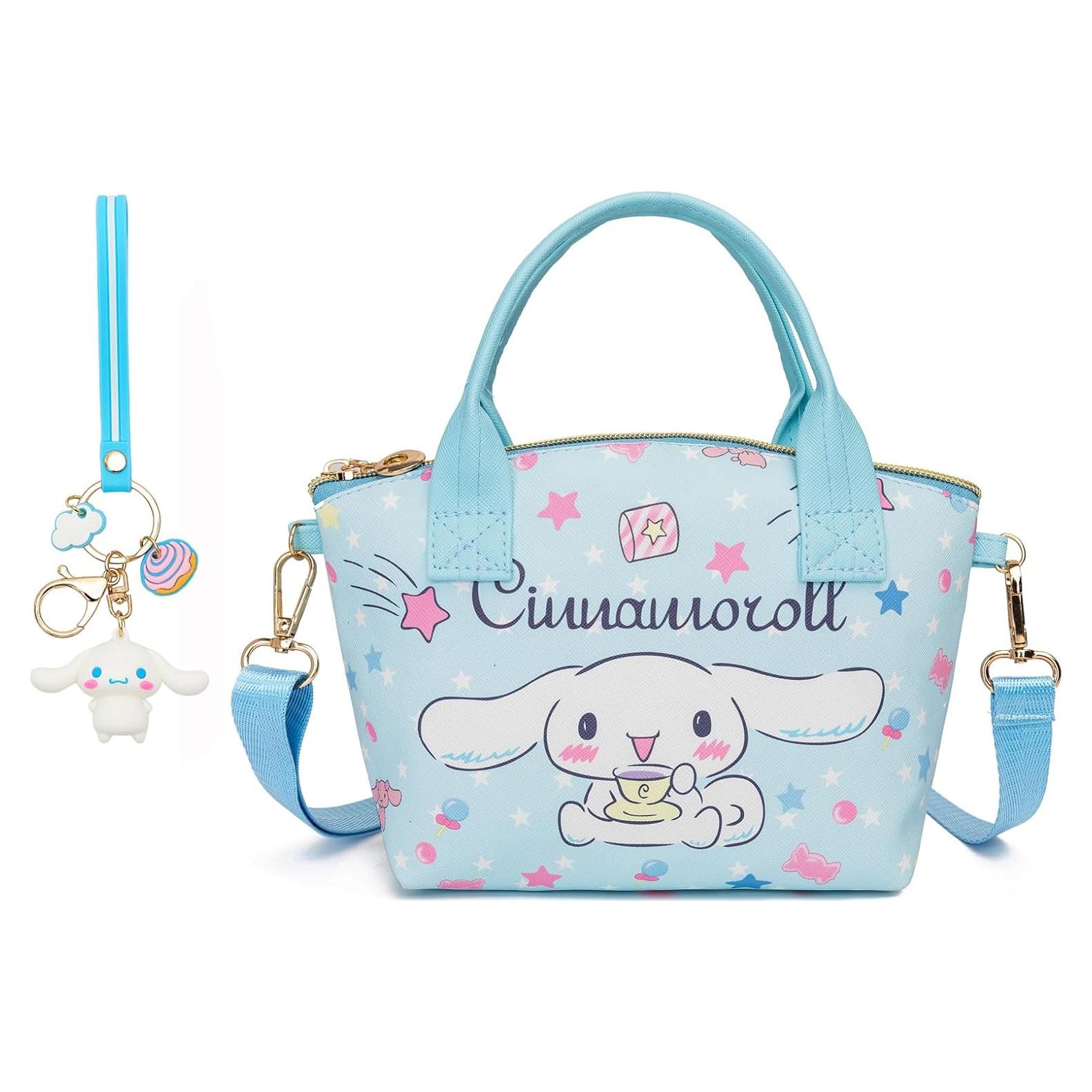 Mini Bolsa Cruzada de Cuero PU Linda con Llavero Azul