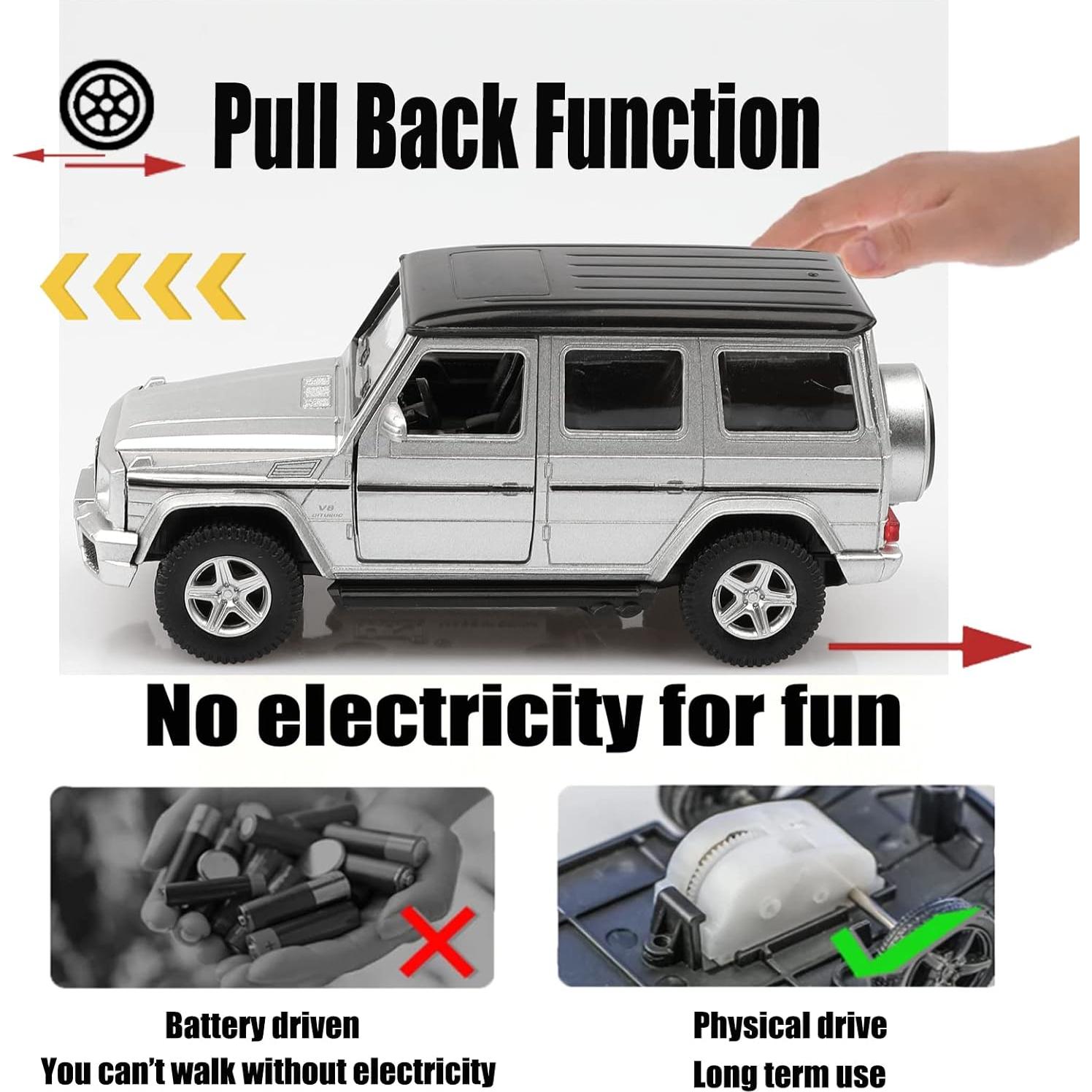 Coche a Escala 1/36 Mercedes AMG G63 Plata - Retroceso