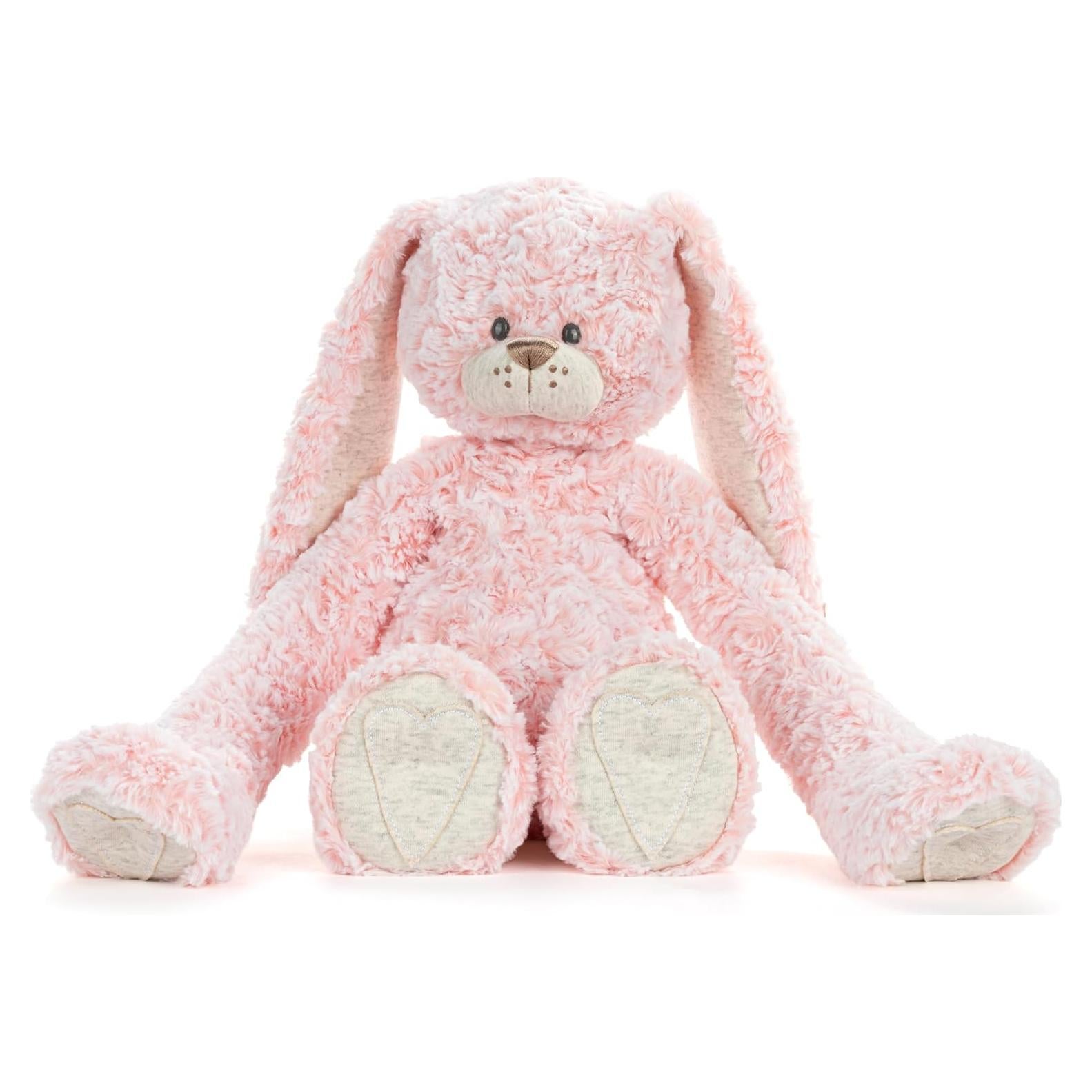Peluches Abrazos Corazón DEMDACO Conejo Rosa y Gris 36.8 cm