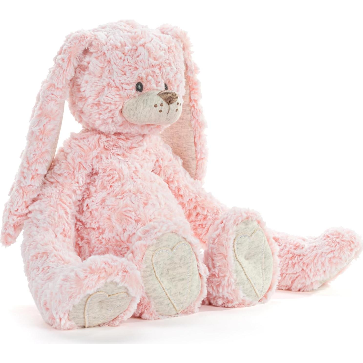 Peluches Abrazos Corazón DEMDACO Conejo Rosa y Gris 36.8 cm