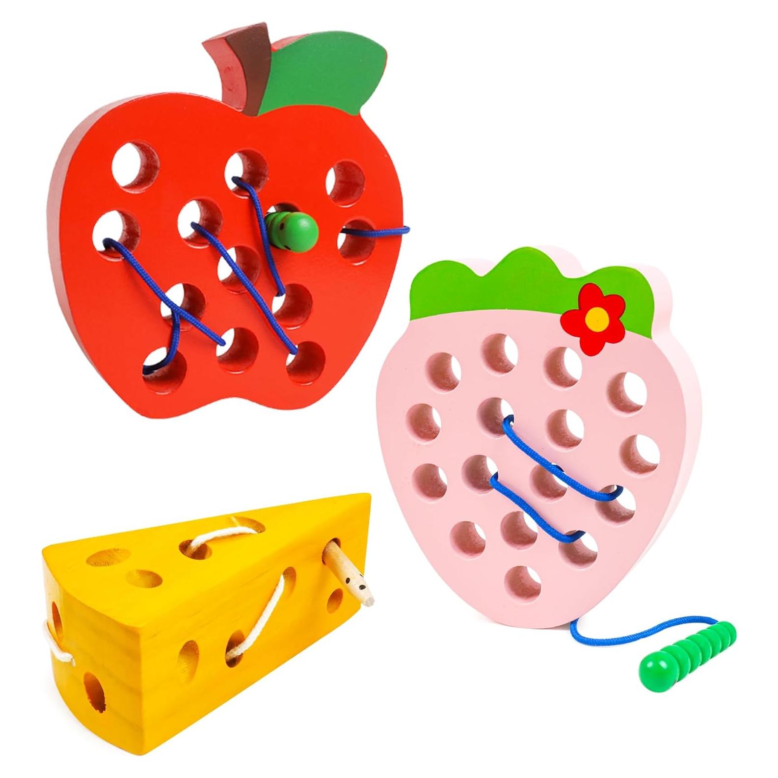 Juguetes de Enhebrar de Madera NAODONGLI - 3 Piezas Educativos