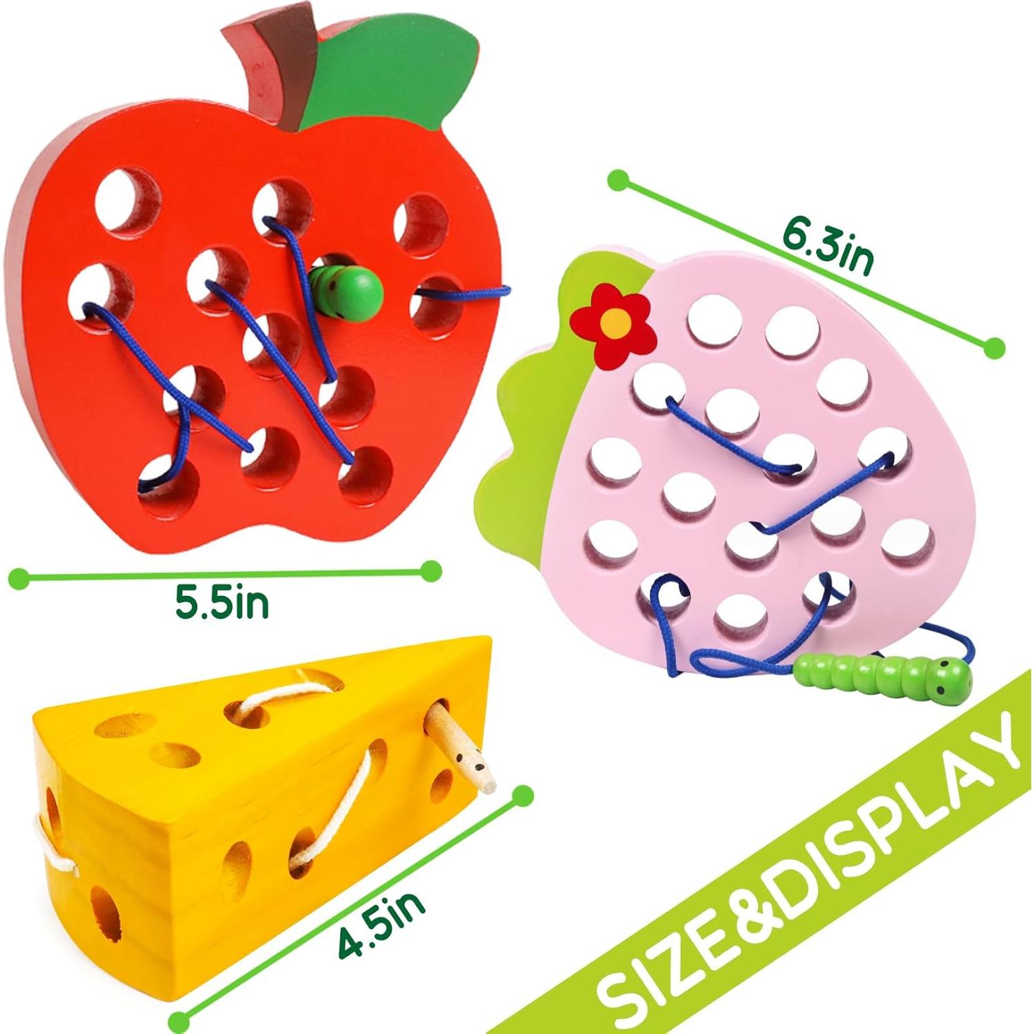Juguetes de Enhebrar de Madera NAODONGLI - 3 Piezas Educativos